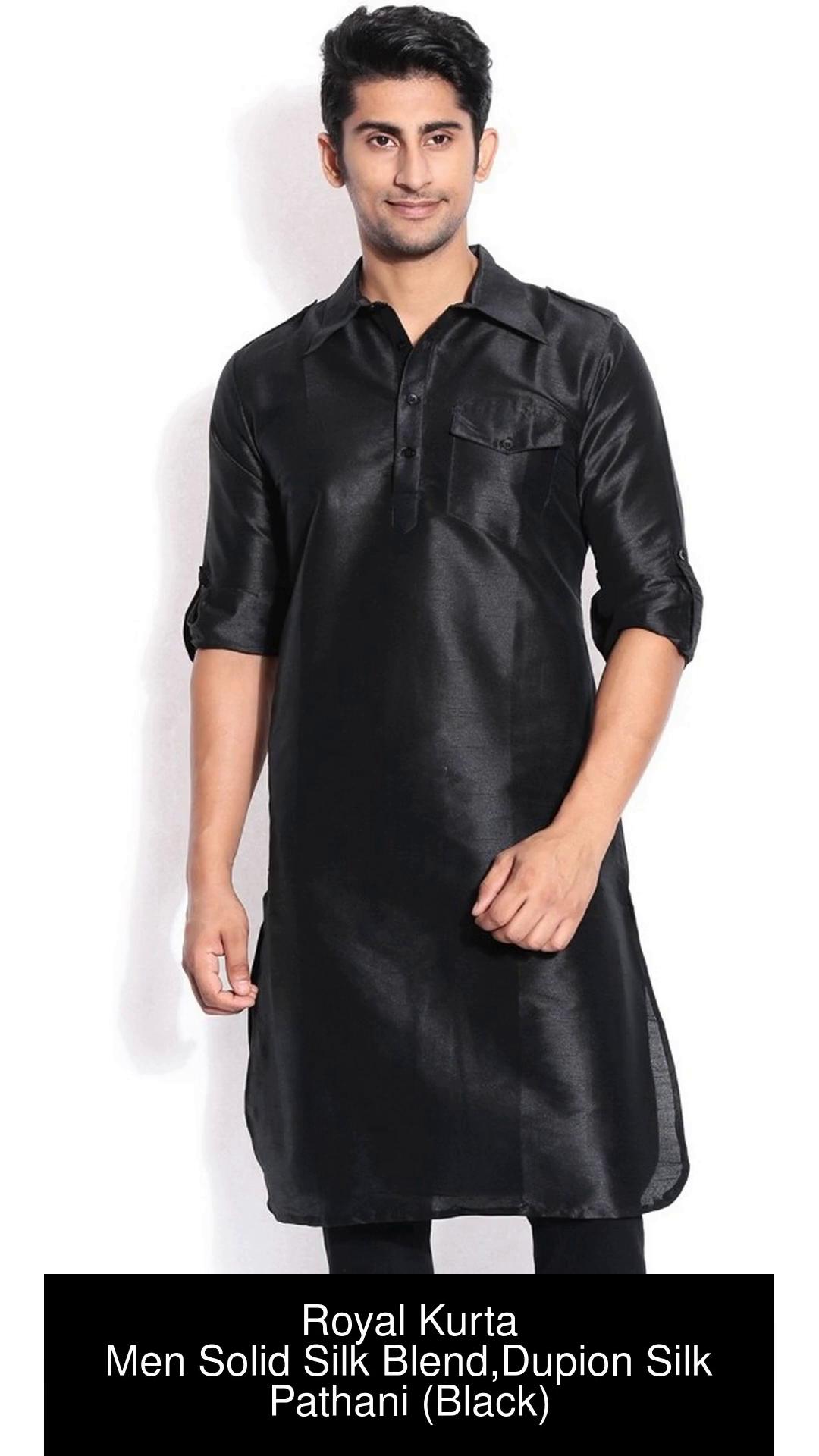 Royal Kurta Men Solid Pathani Kurta Buy Black Royal Kurta Men