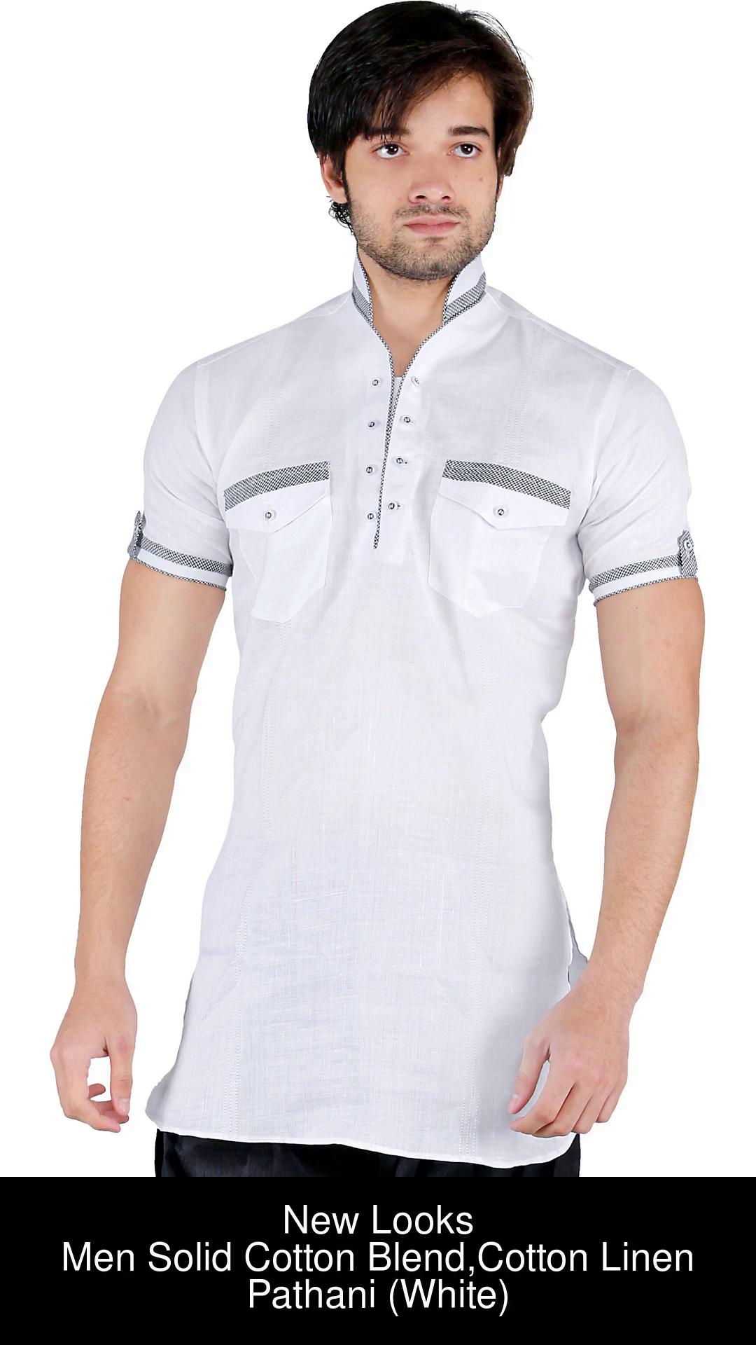 New Looks Men Solid Pathani Kurta Buy White New Looks Men Solid