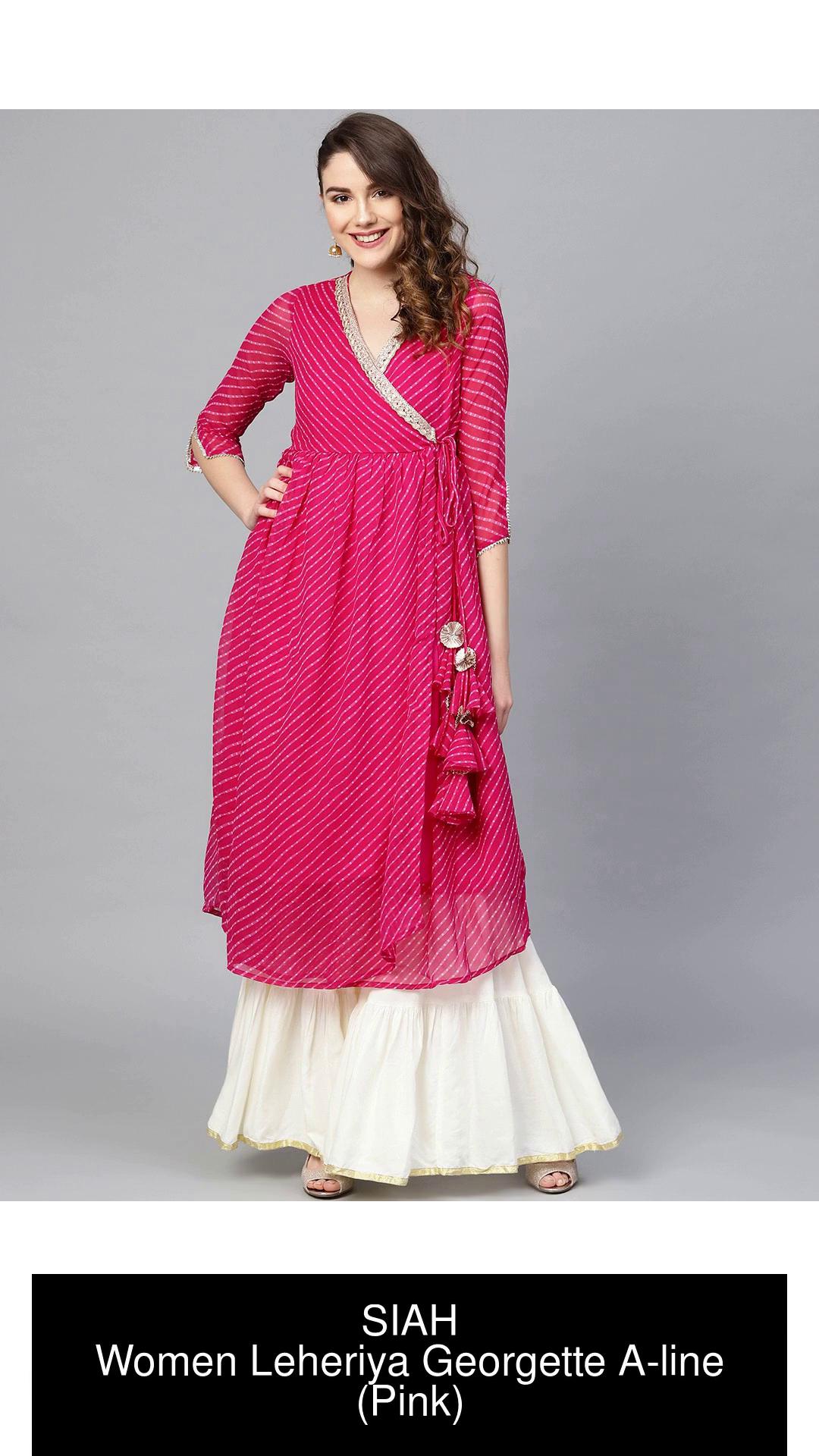 SIAH Women Leheriya A line Kurta Buy SIAH Women Leheriya A line