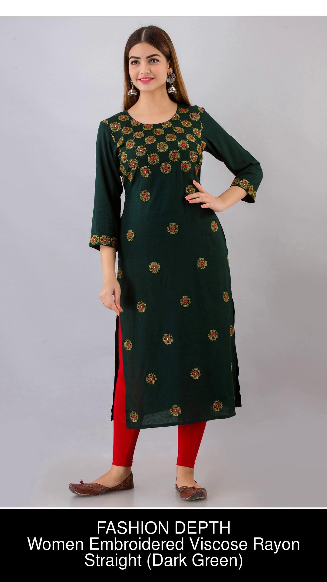 FASHION DEPTH Women Embroidered Straight Kurta Buy FASHION DEPTH