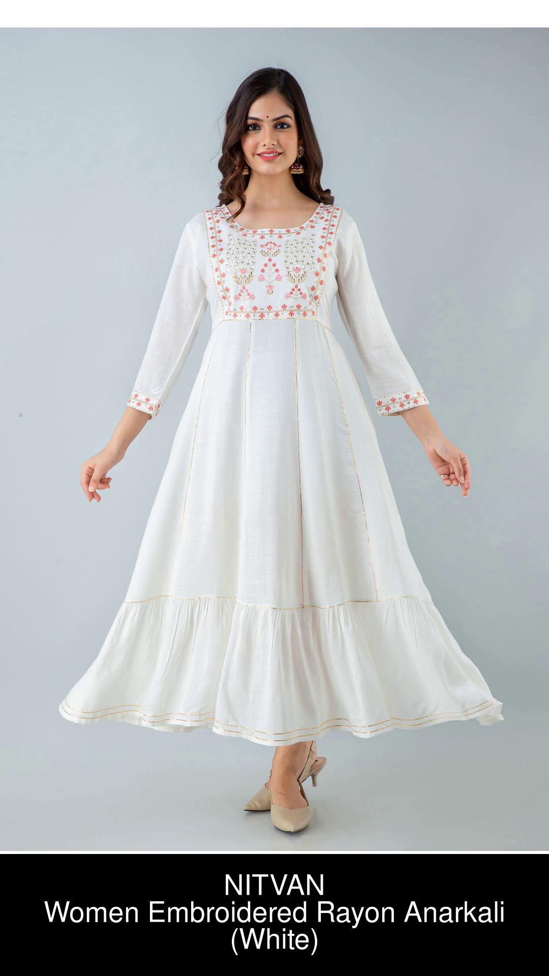 White long anarkali top kurti