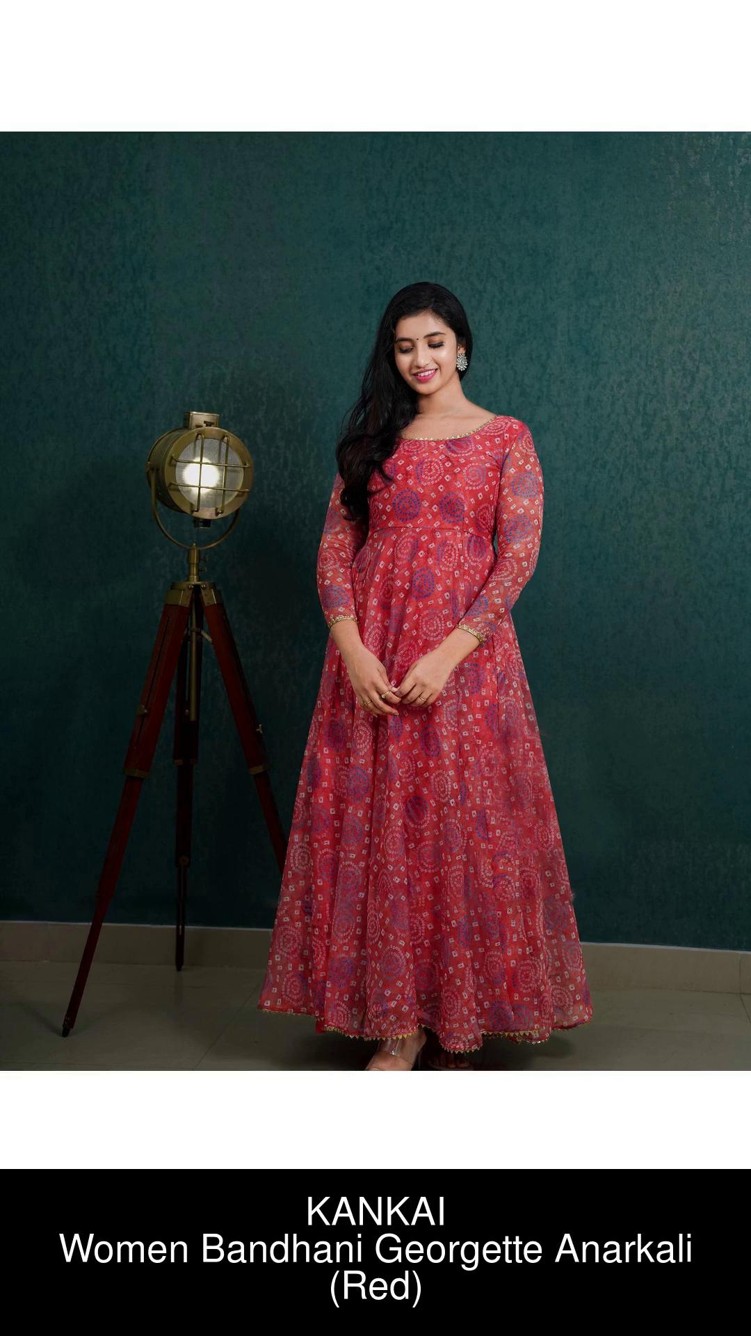 Bandhej Printed Anarkali Kurti in Georgette