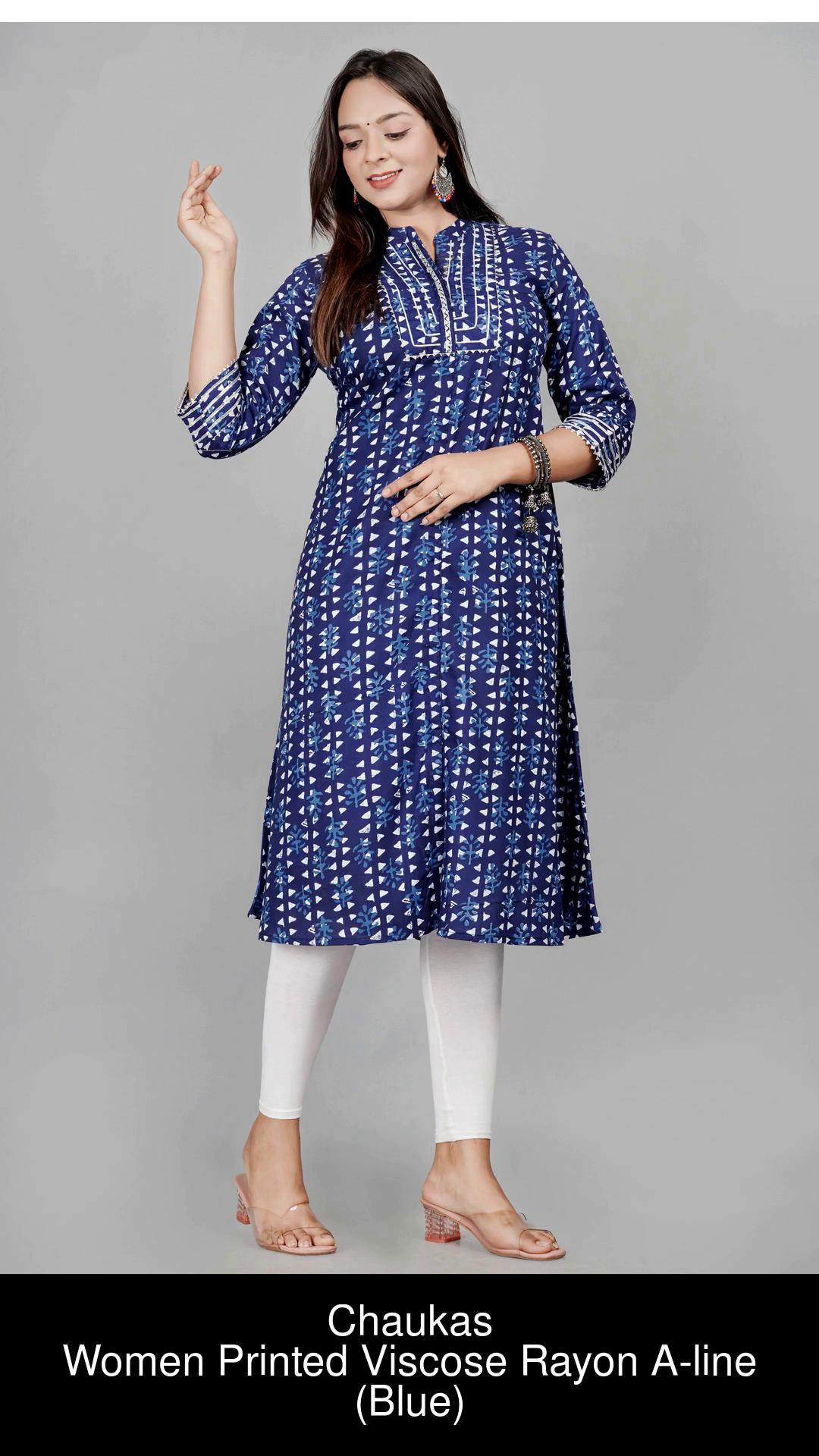 Chaukas Women Printed A-line Kurta - Buy Chaukas Women Printed A-line Kurta  Online at Best Prices in India