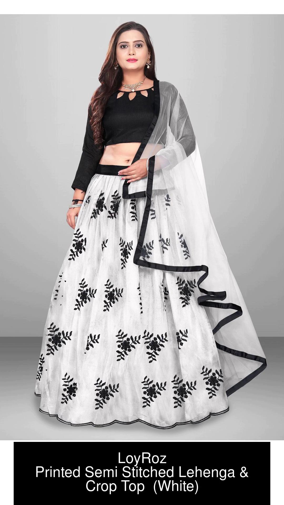 White on sale lehenga flipkart