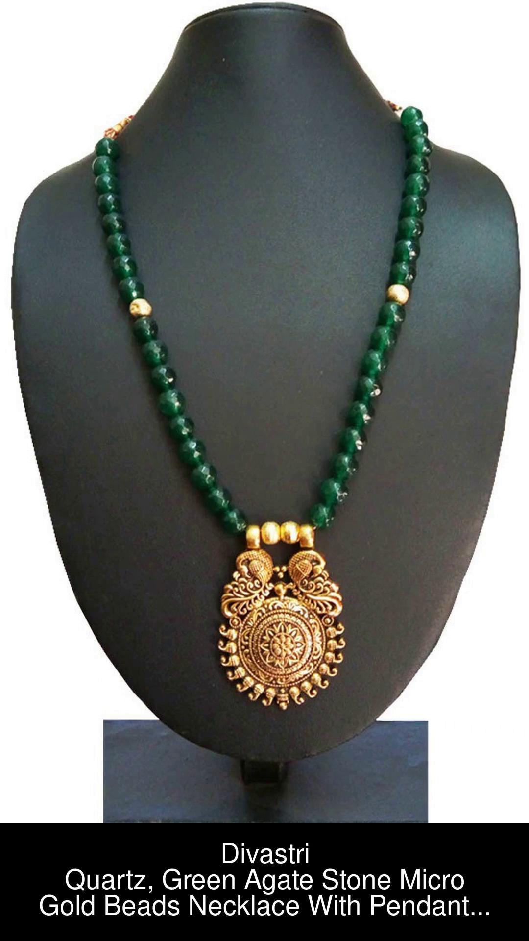 Gold beads chain with on sale pendant