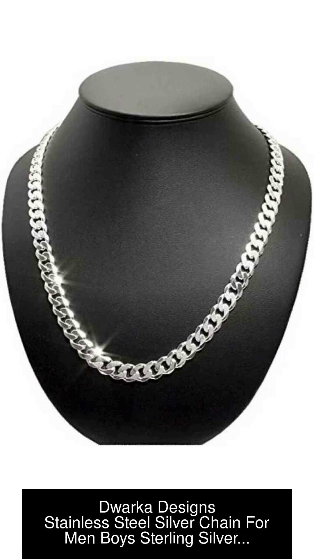 Dwarka Designs Chain For Men Boys Pearl Sterling Silver Plated