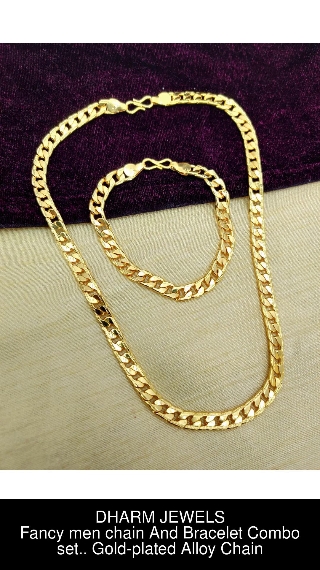 Mens chain and deals bracelet set gold