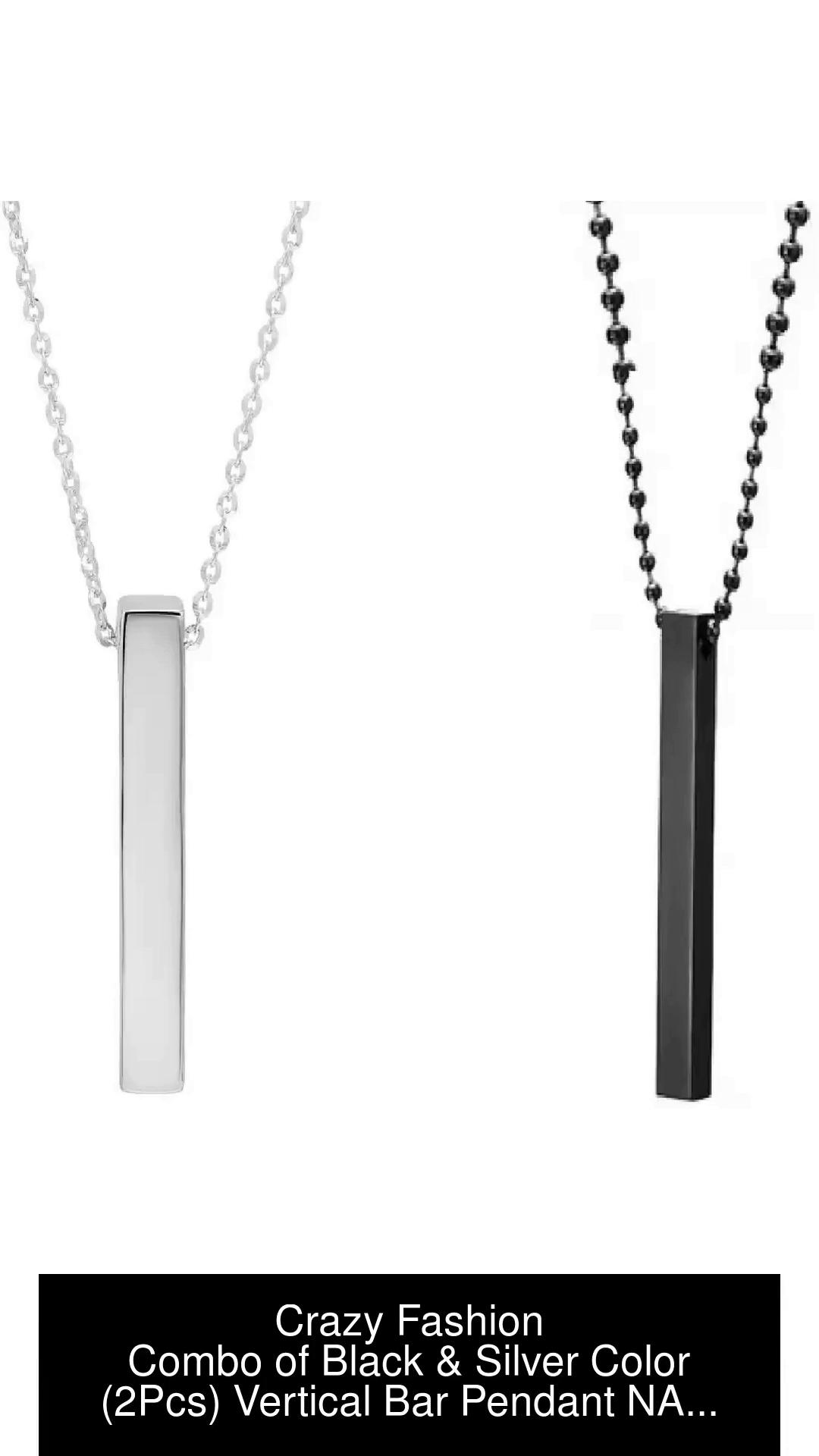 2pcs Women's Simple & Fashionable Stainless Steel Gold Chain Vertical Bar  Pendant Necklace