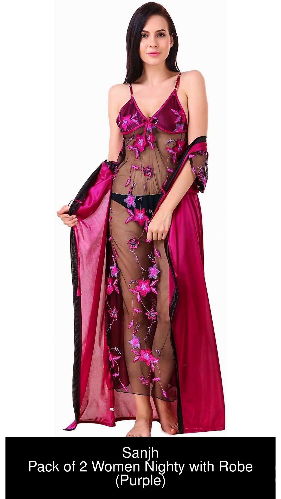 Sanjh Women Nighty with Robe Buy Sanjh Women Nighty with Robe