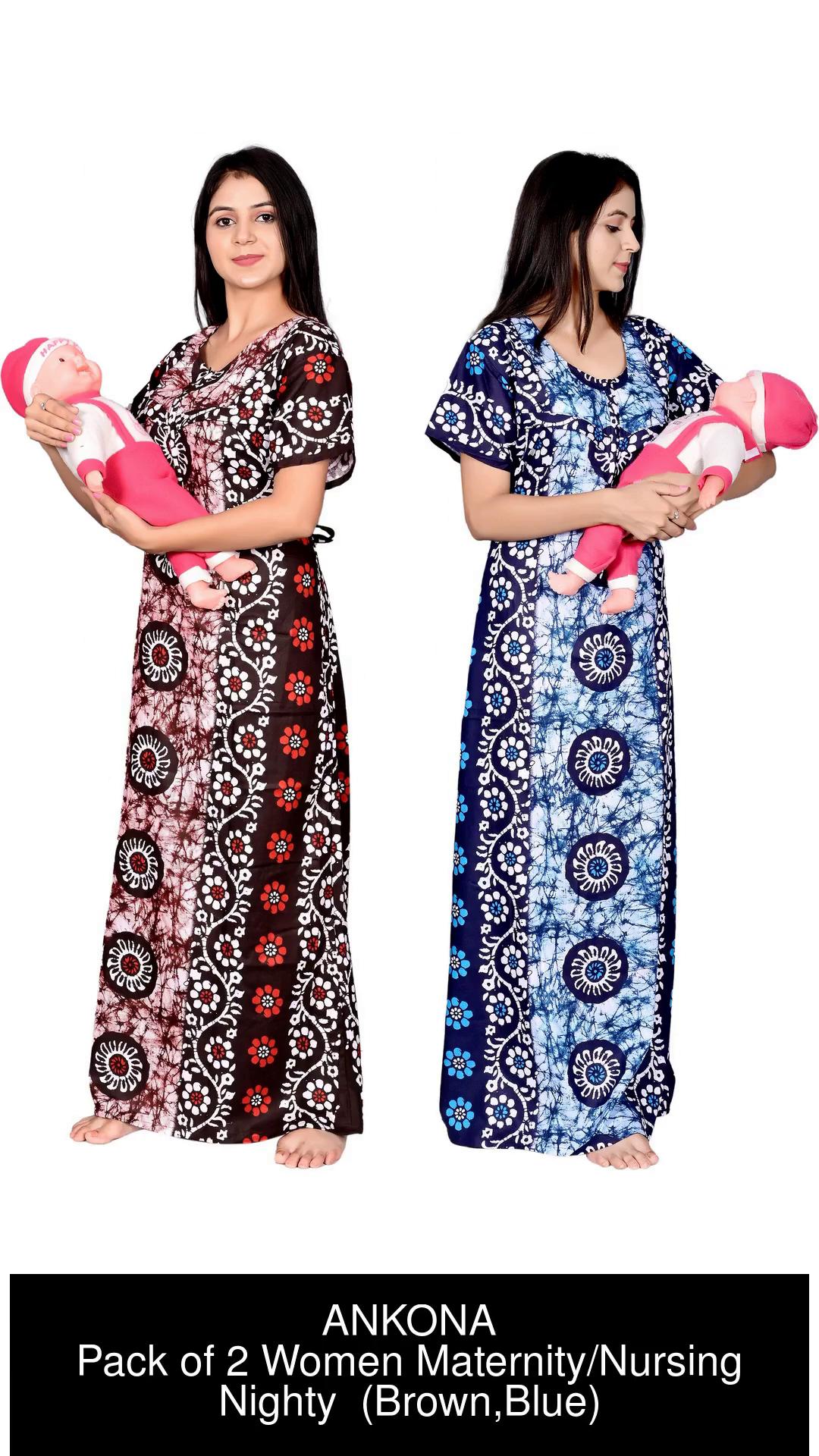 Ankona Feeding Nighty Combo , Maternity Nighty ,feeding nighty combo cotton  feeding nighty cotton feeding nighty cotton