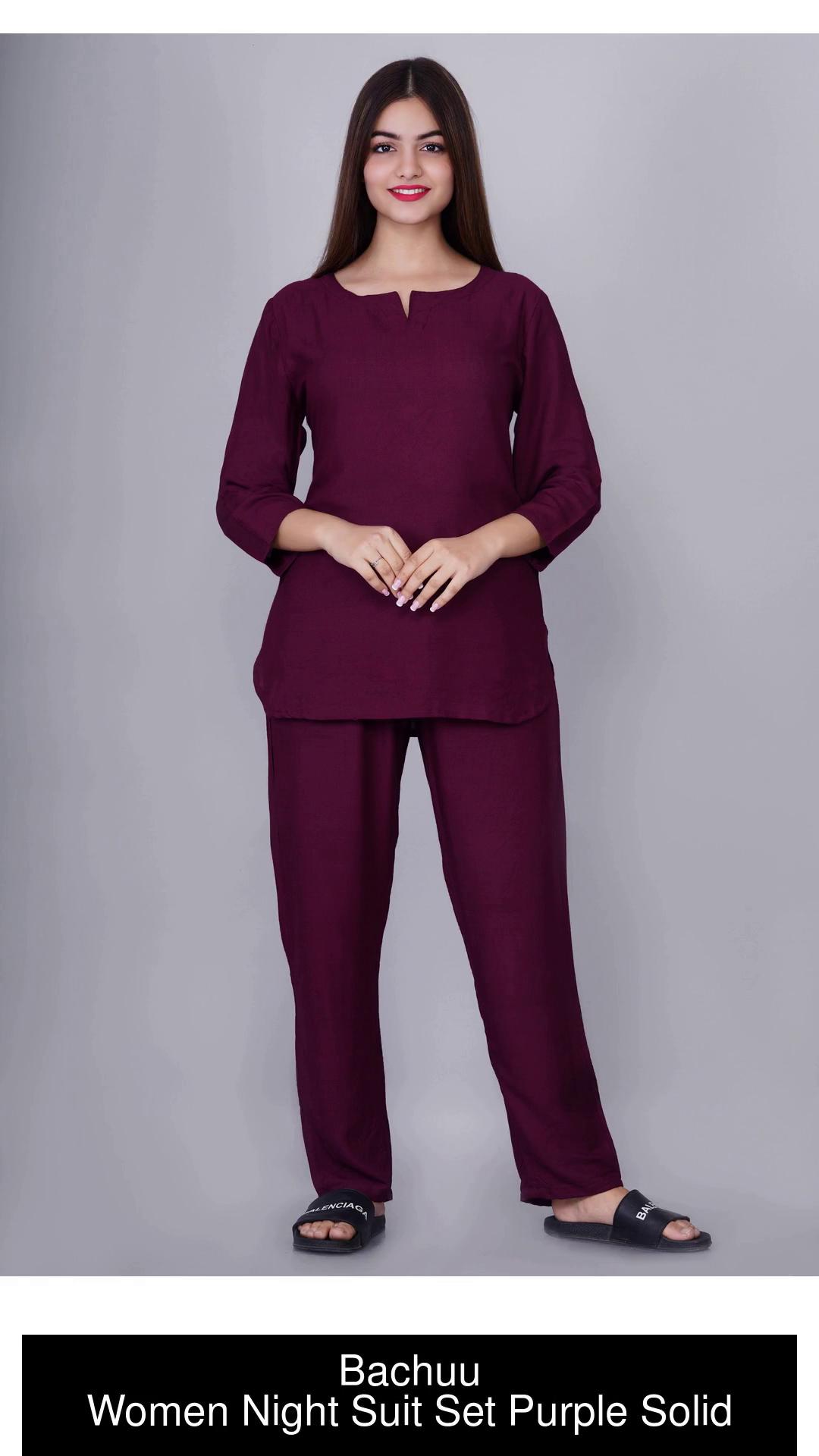 Bachuu Women Solid Purple Night Suit Set Price in India Buy