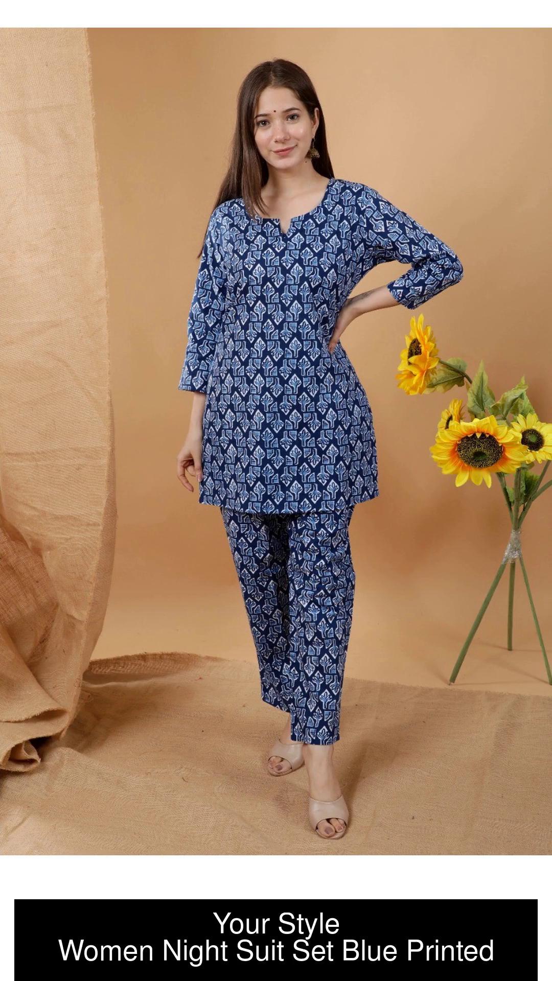 Your Style Women Printed Blue Night Suit Set Price in India - Buy
