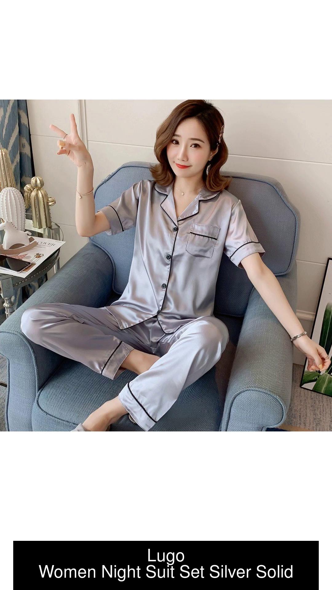 Lugo Women Solid Silver Night Suit Set Price in India Buy Lugo