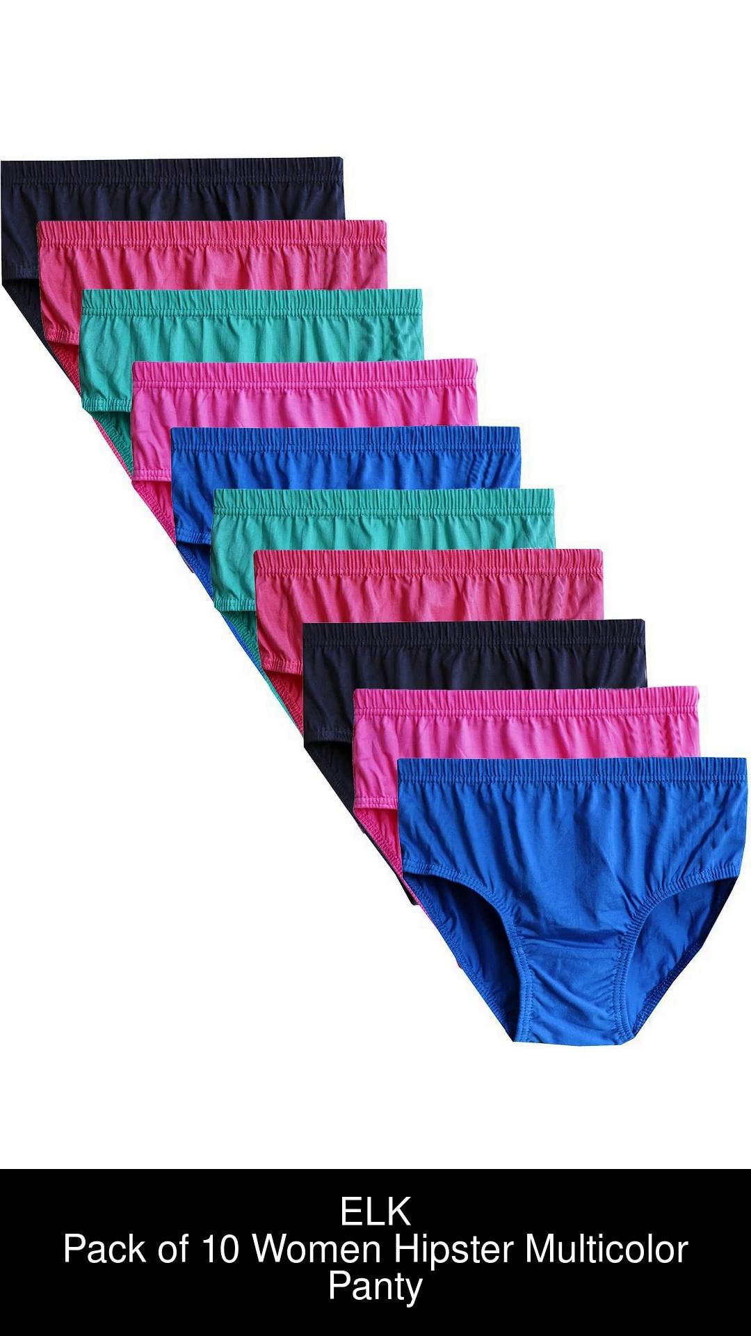 Buy Elk Women Cotton Hipster Ladies Panties Brief Plain Innerwear,  Comfortable Soft Inner Elastic Underwear - Pack of 10 Multicolour at