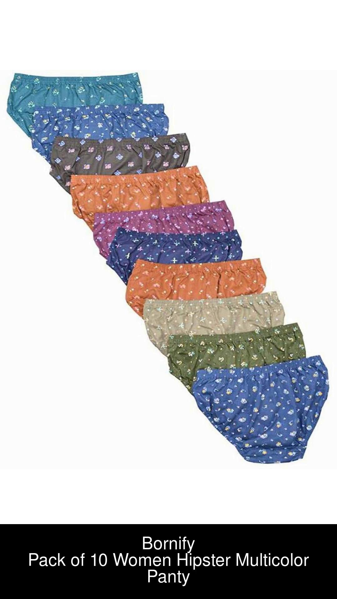 Buy Bornify Women's Cotton Panties (Combo Pack of 10) (Colors May Vary)  (75) Multicolour at