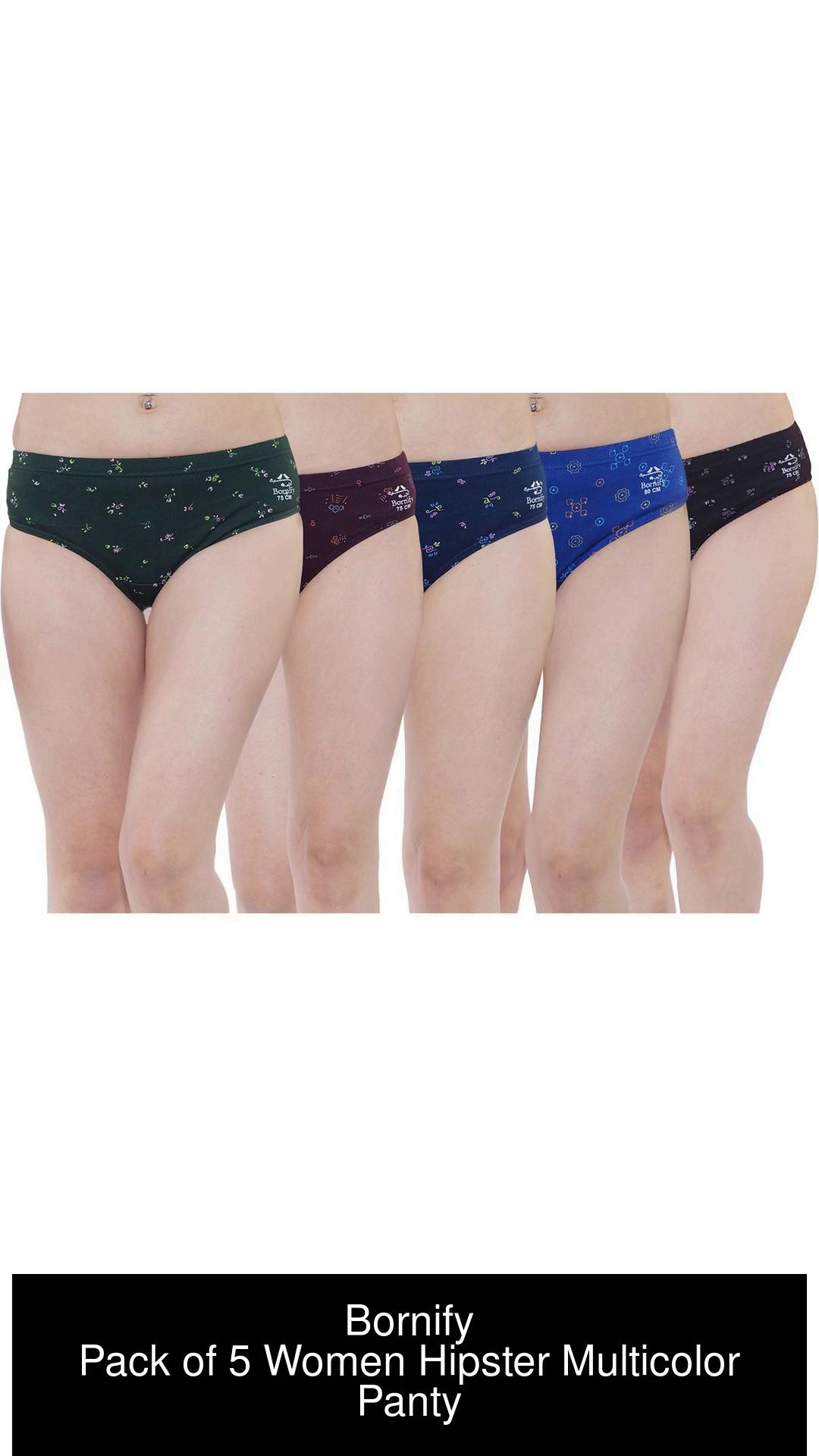 Buy Bornify Women's Cotton Panties (Combo Pack of 10) (Colors May Vary)  (75) Multicolour at