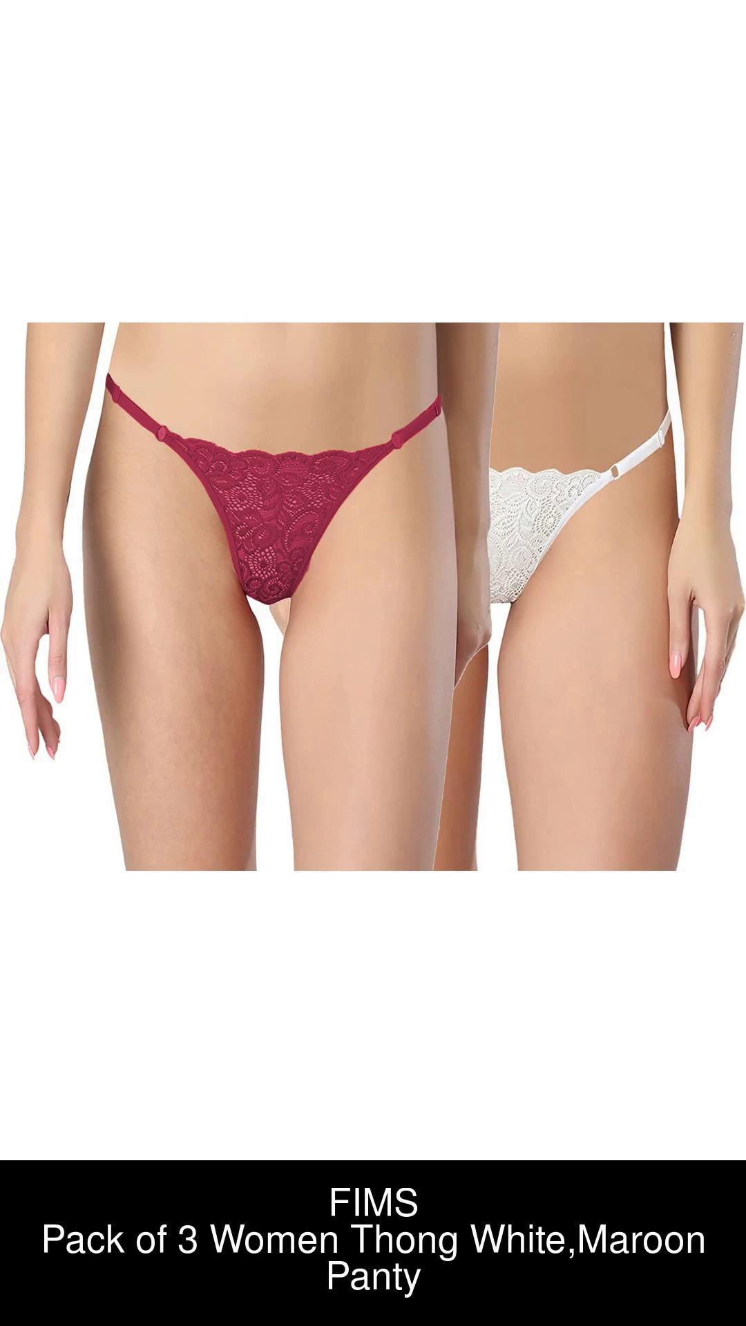 Buy MSIU- MY STYLE IS UNIQUE Women's Polyester Blend Thongs (Pack of 3)  (thongs panty red white black_Black Red White_Free size) at