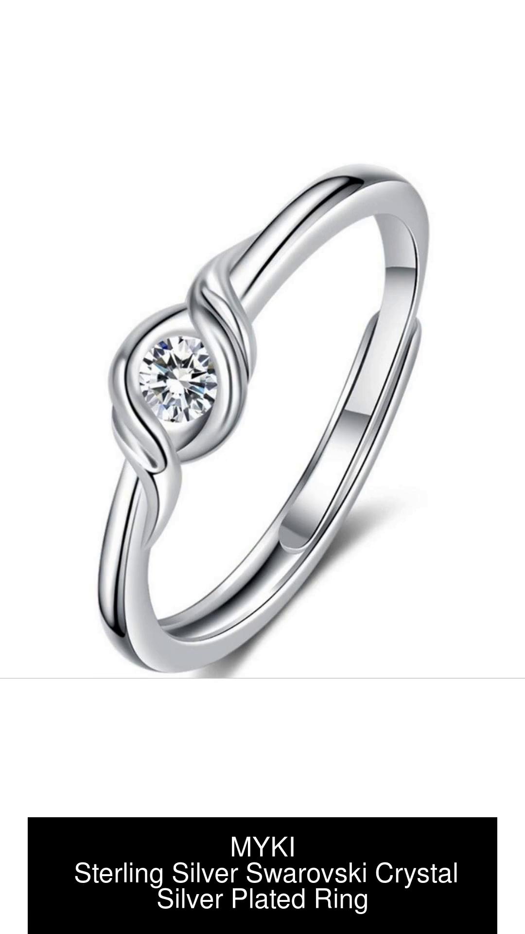 MYKI Sterling Silver Swarovski Crystal Silver Plated Ring Price in India -  Buy MYKI Sterling Silver Swarovski Crystal Silver Plated Ring Online at  Best Prices in India