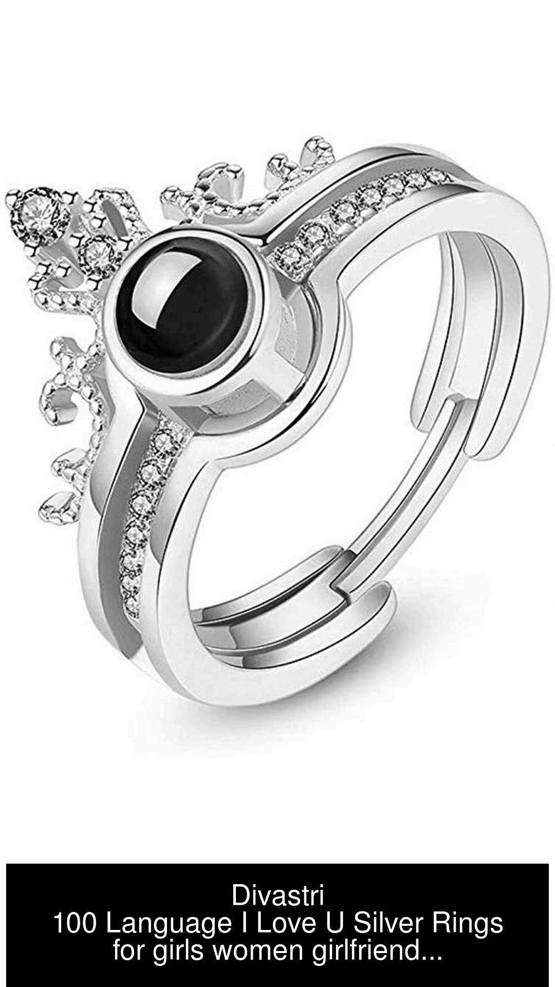 Divastri 100 Language I Love U Silver Rings for girls women