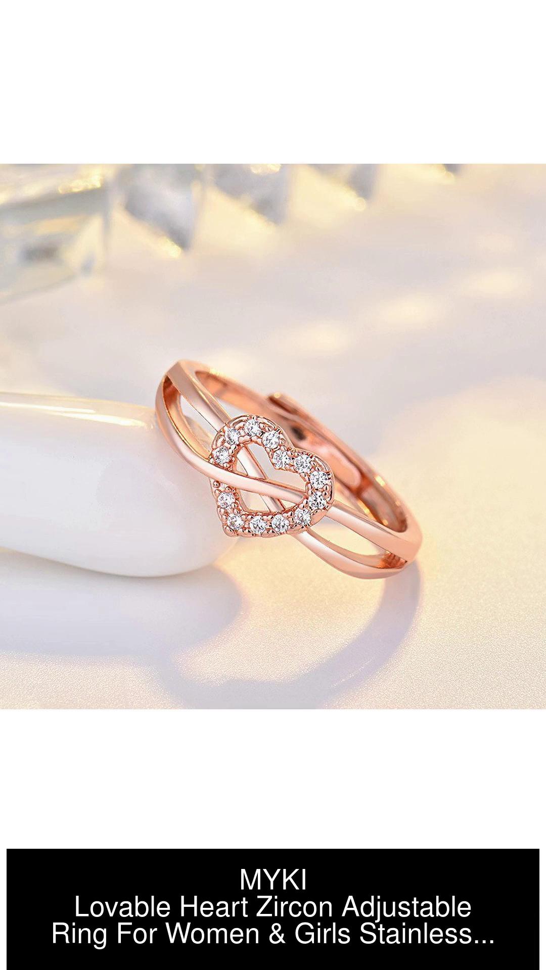 MYKI Lovable Heart Zircon Adjustable Ring For Women & Girls Stainless Steel  Swarovski Zirconia Gold Plated Ring Price in India - Buy MYKI Lovable Heart  Zircon Adjustable Ring For Women & Girls