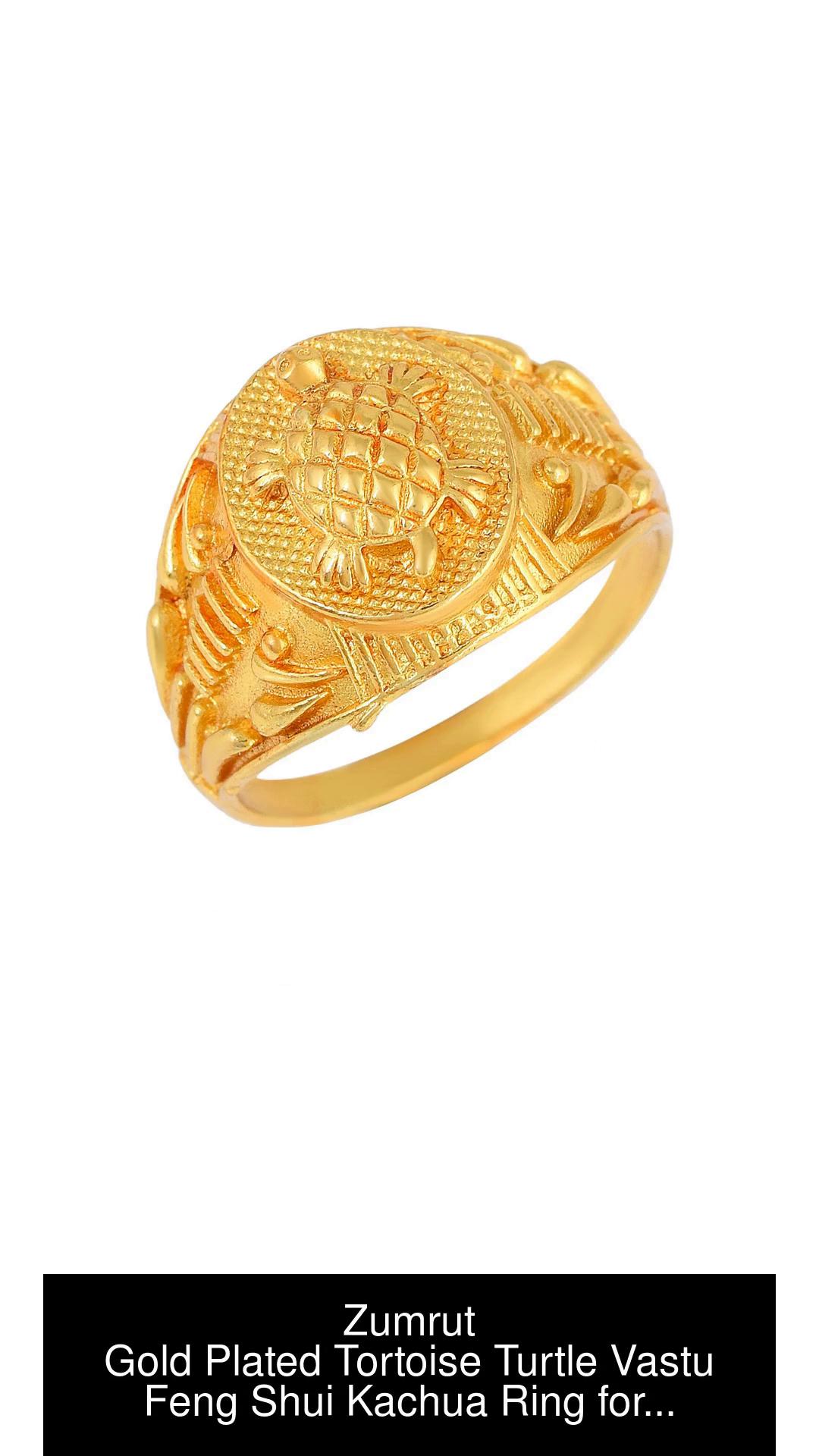 Zumrut Gold Plated Tortoise Turtle Vastu Feng Shui Kachua Ring for