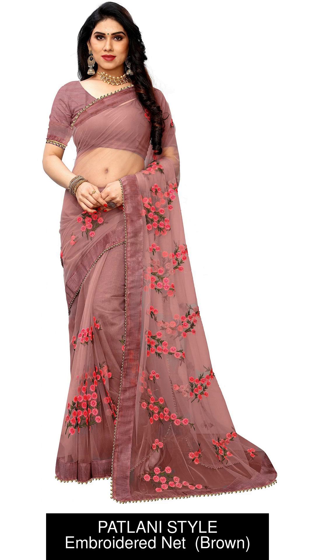 Designer net shop saree on flipkart