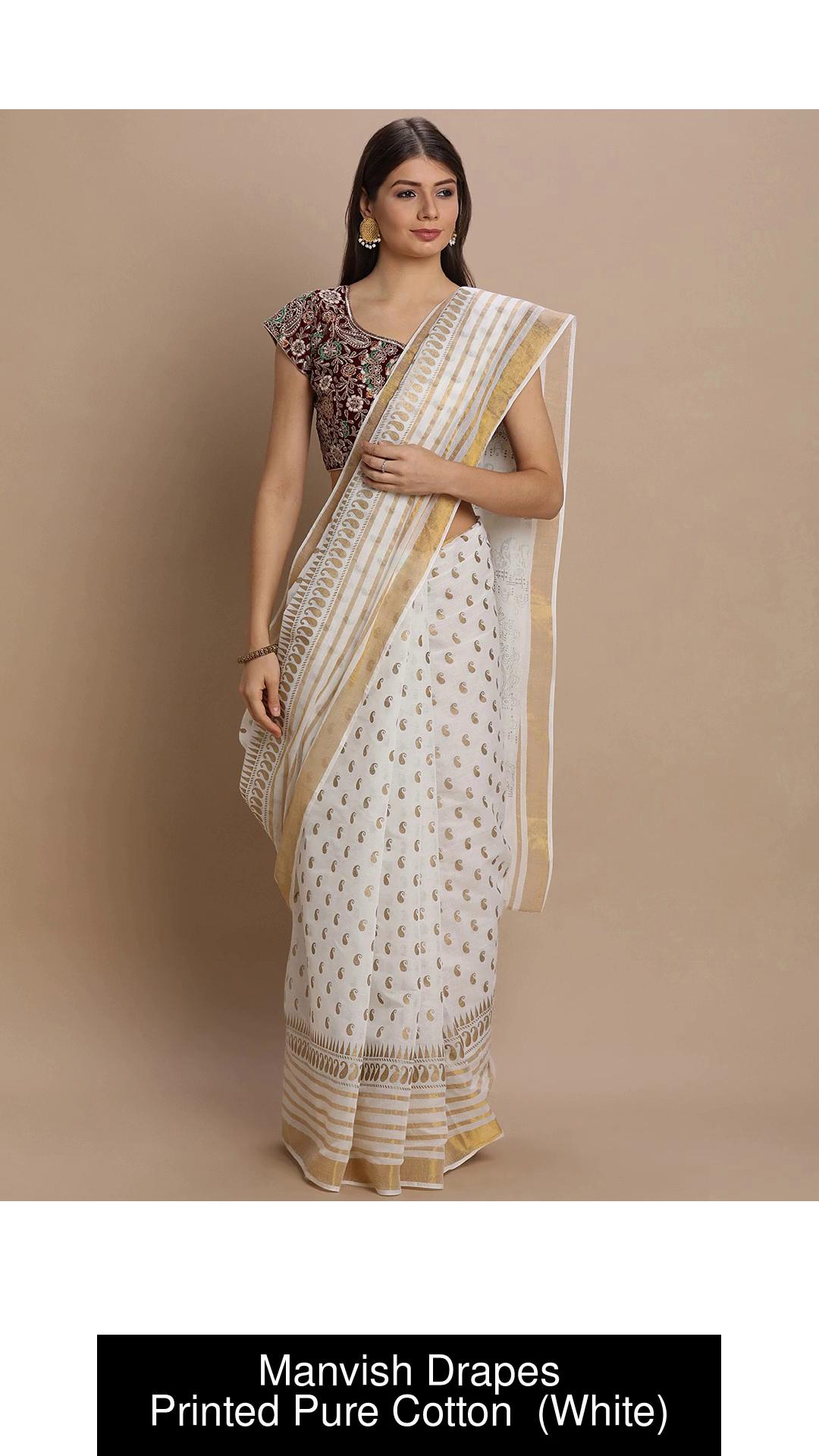 Flipkart white 2025 cotton sarees