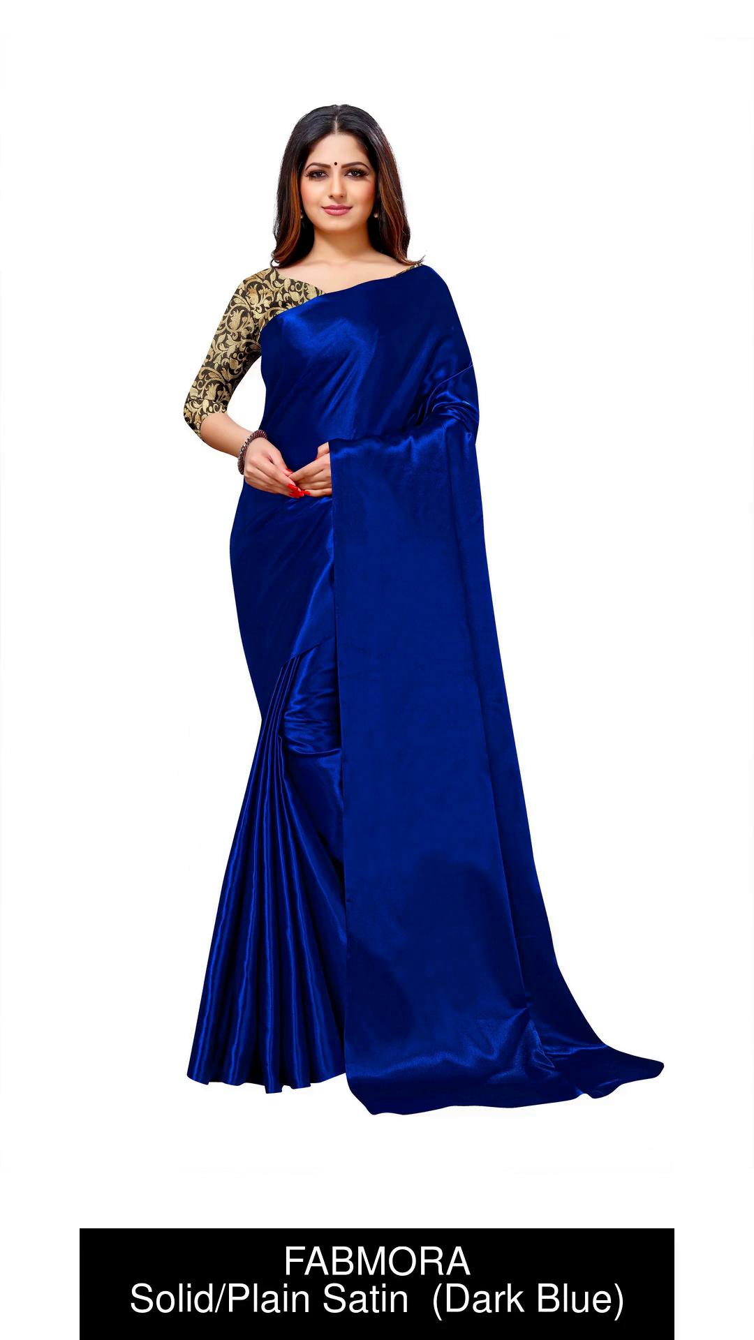 Navy blue 2024 plain silk saree