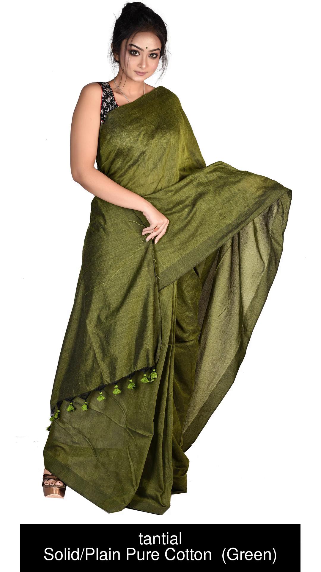 Green Maheshwari Silk Cotton Saree Online | Handloom for Women