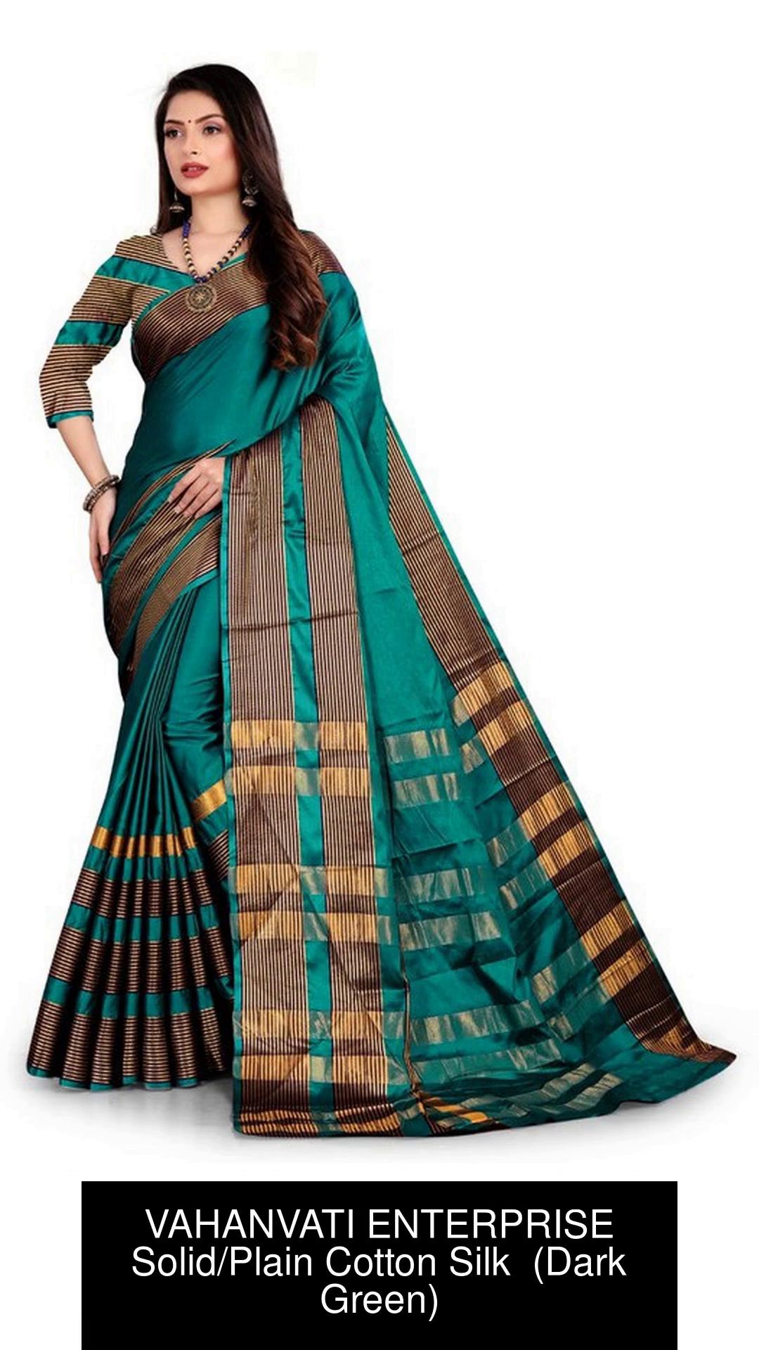 Buy VAHANVATI ENTERPRISE Solid Plain Bollywood Cotton Silk Dark