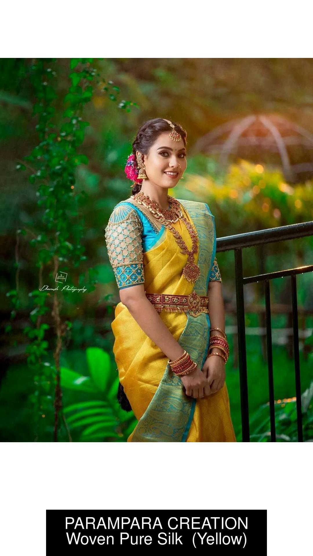 Woven Pure Soft Art Silk in Yellow Saree