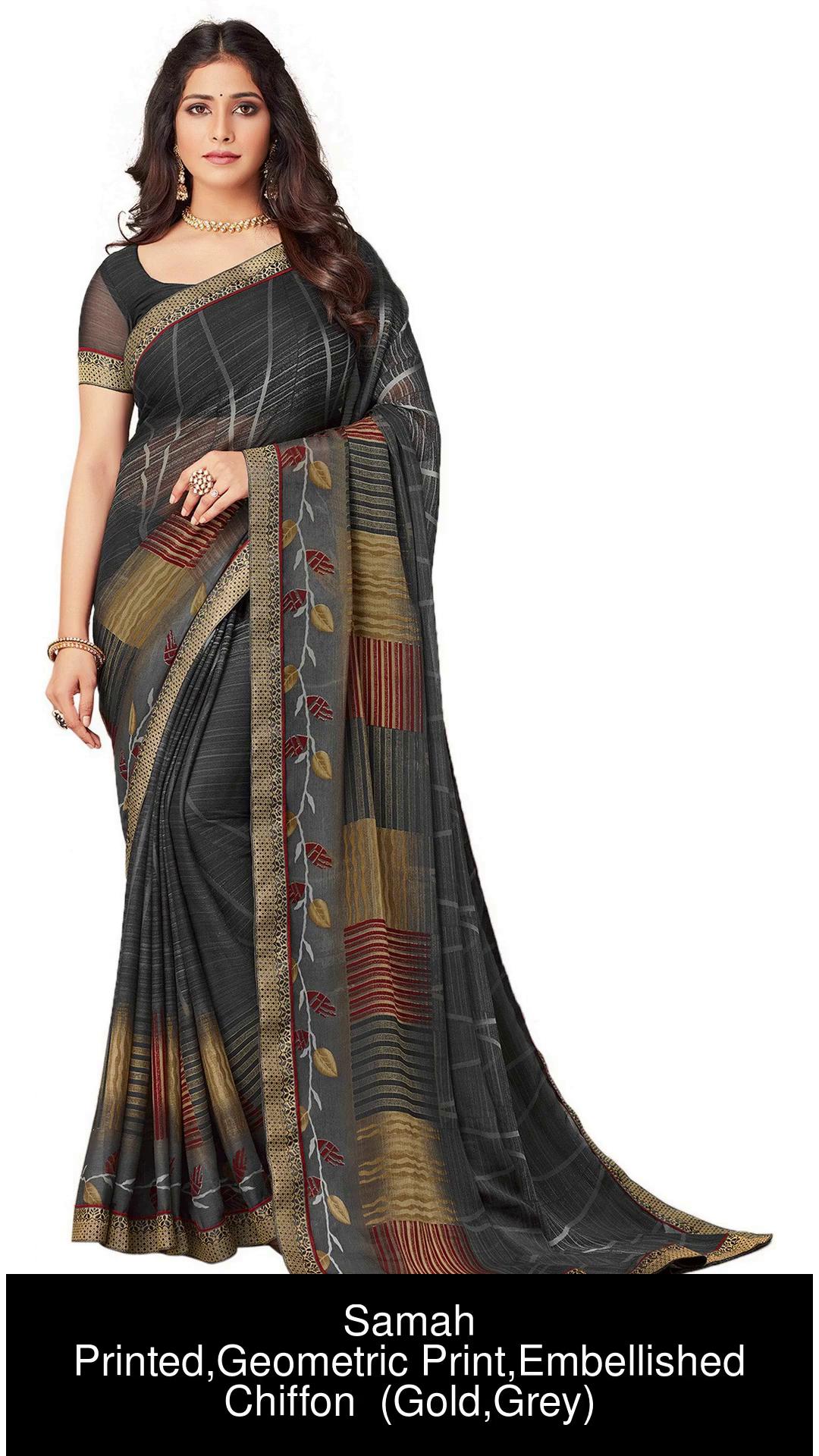 Buy Samah Embroidered, Embellished, Self Design Bollywood Georgette Black  Sarees Online @ Best Price In India