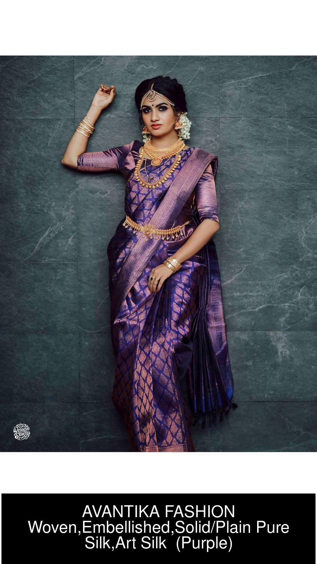 Beautiful Purple Kanjivaram Silk and Fugacious Blouse Piece – LajreeDesigner