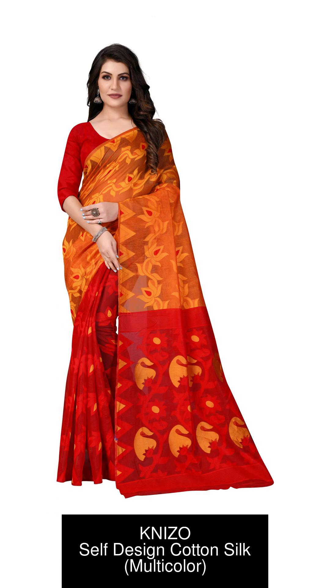 Nency fashion Women's Multicolor cotton Jacquard Silk Saree With Blouse  Piece