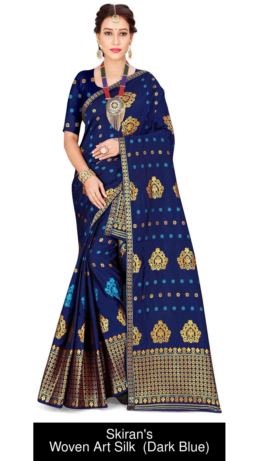 Navy blue mekhela clearance sador