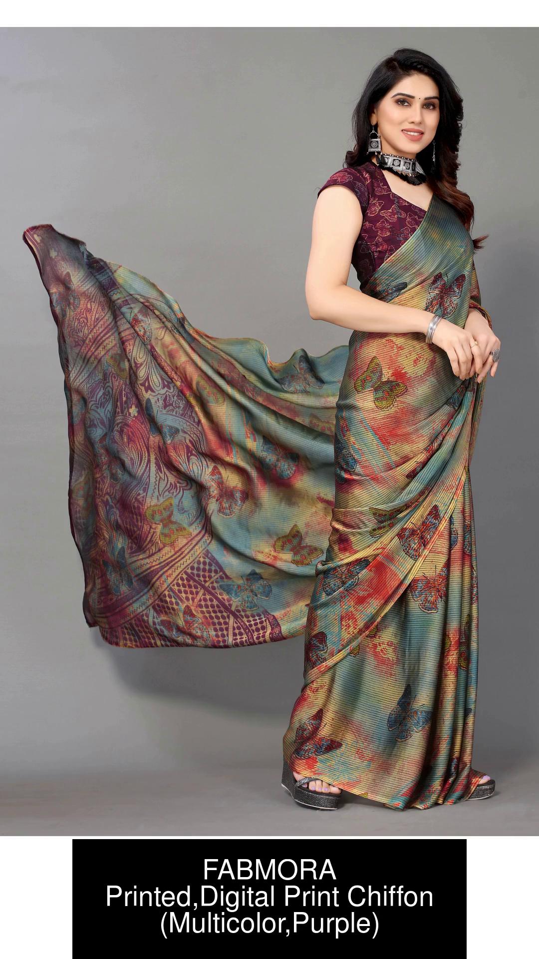 Multicolor MAGIC POP 60 GRAM CHIFFON PRINT FULL SAREE LACE WITH DIAMOND,  Roll Length: 5.5 Meter at Rs 285/piece in Surat