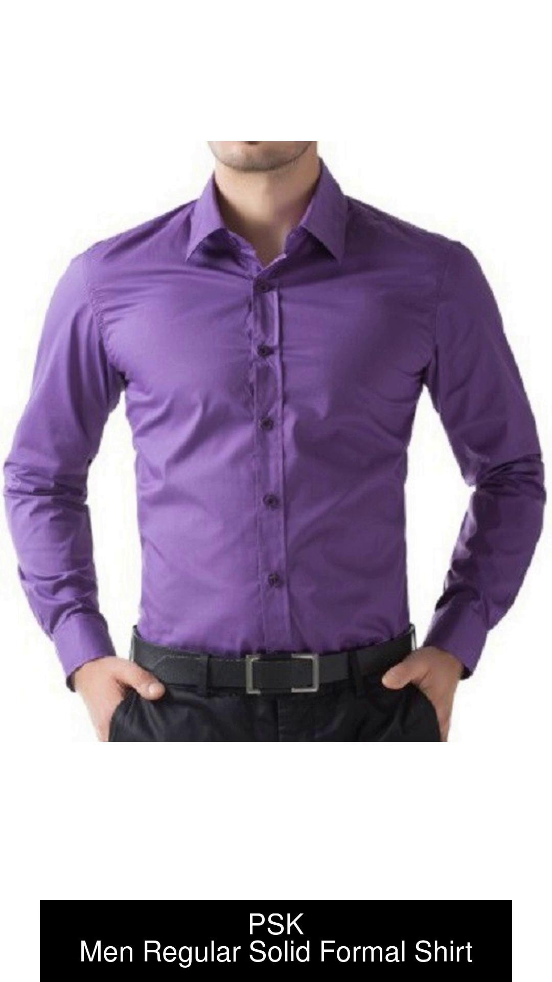 PSK Men Solid Formal Purple Shirt - Buy Purple PSK Men Solid