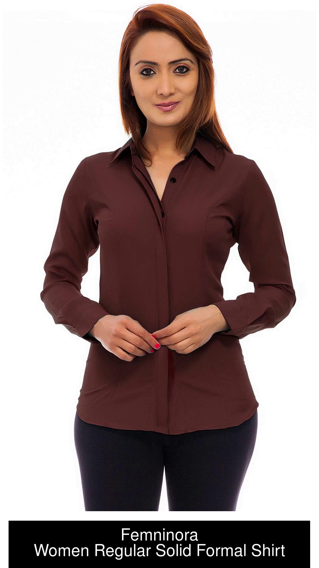 Buy LIZARAY Women's Maroon Color Full Sleeve Casual Shirt at