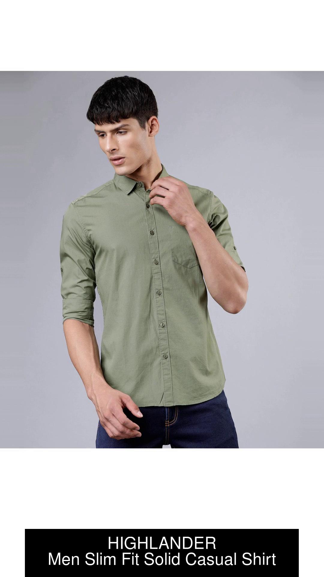 Buy OLIVE HIGHLANDER Men Solid Casual Green Shirt Online at