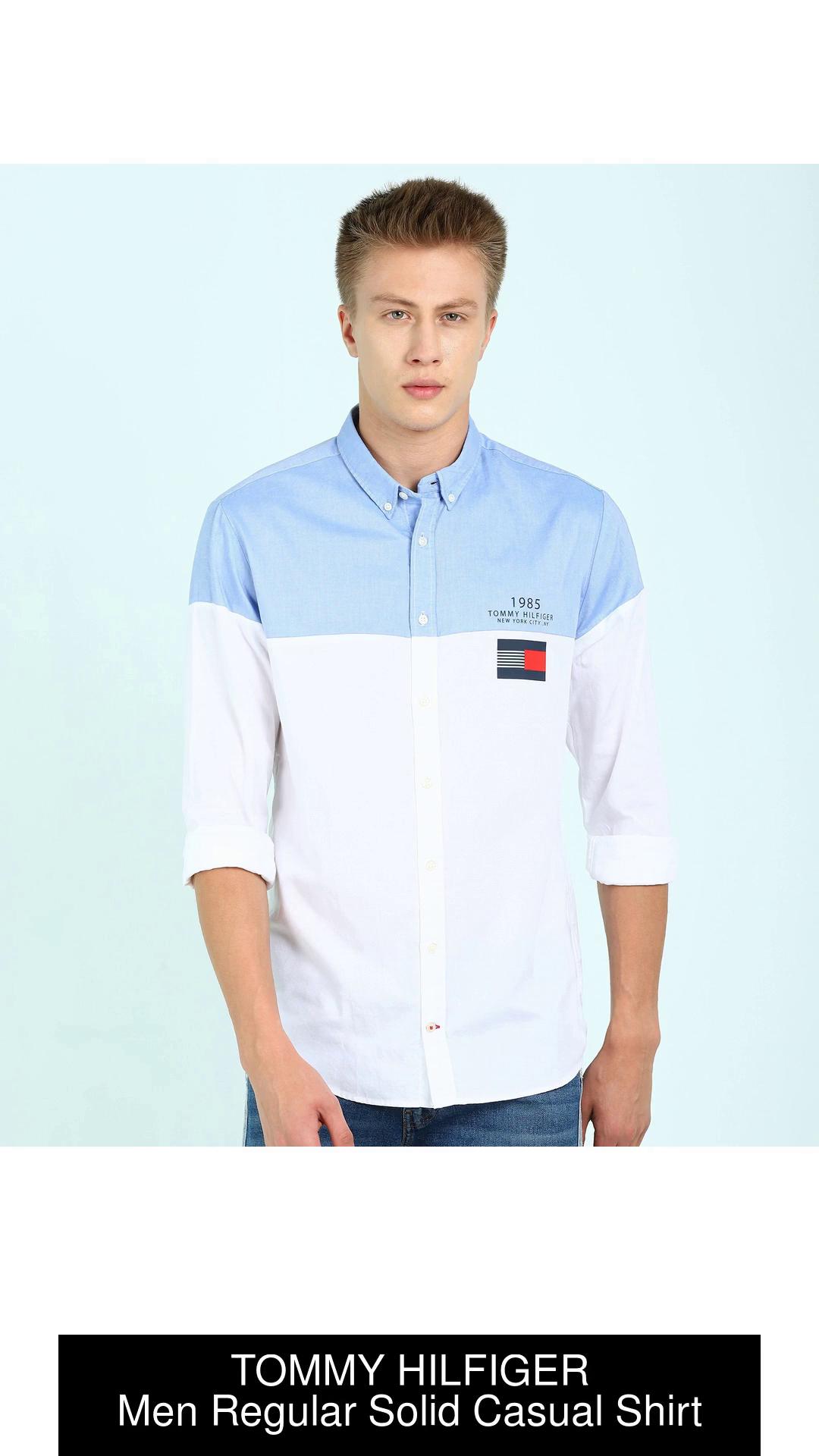 TOMMY HILFIGER Men Color Block Casual White Shirt