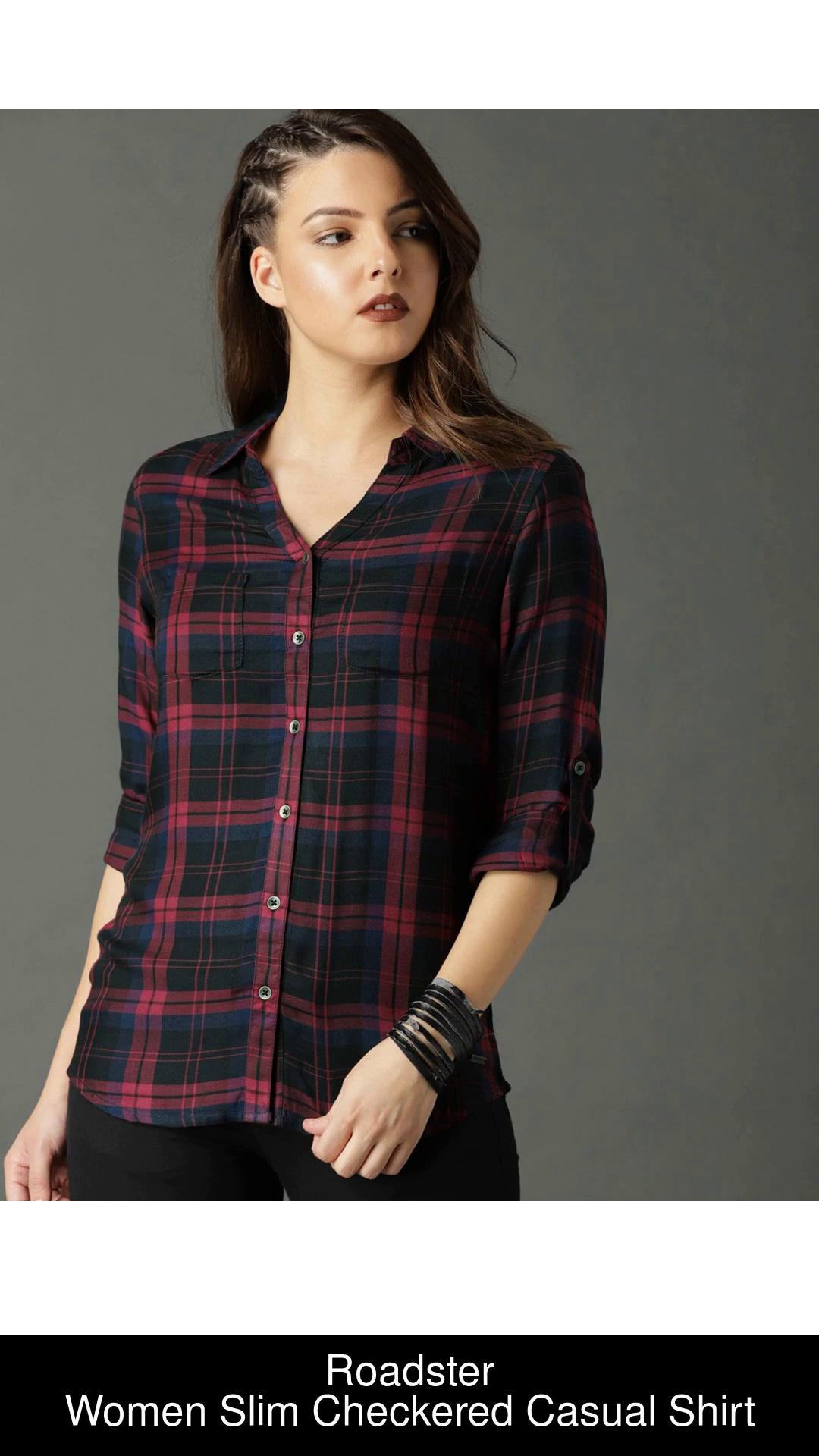 Roadster women's checkered casual hot sale shirt