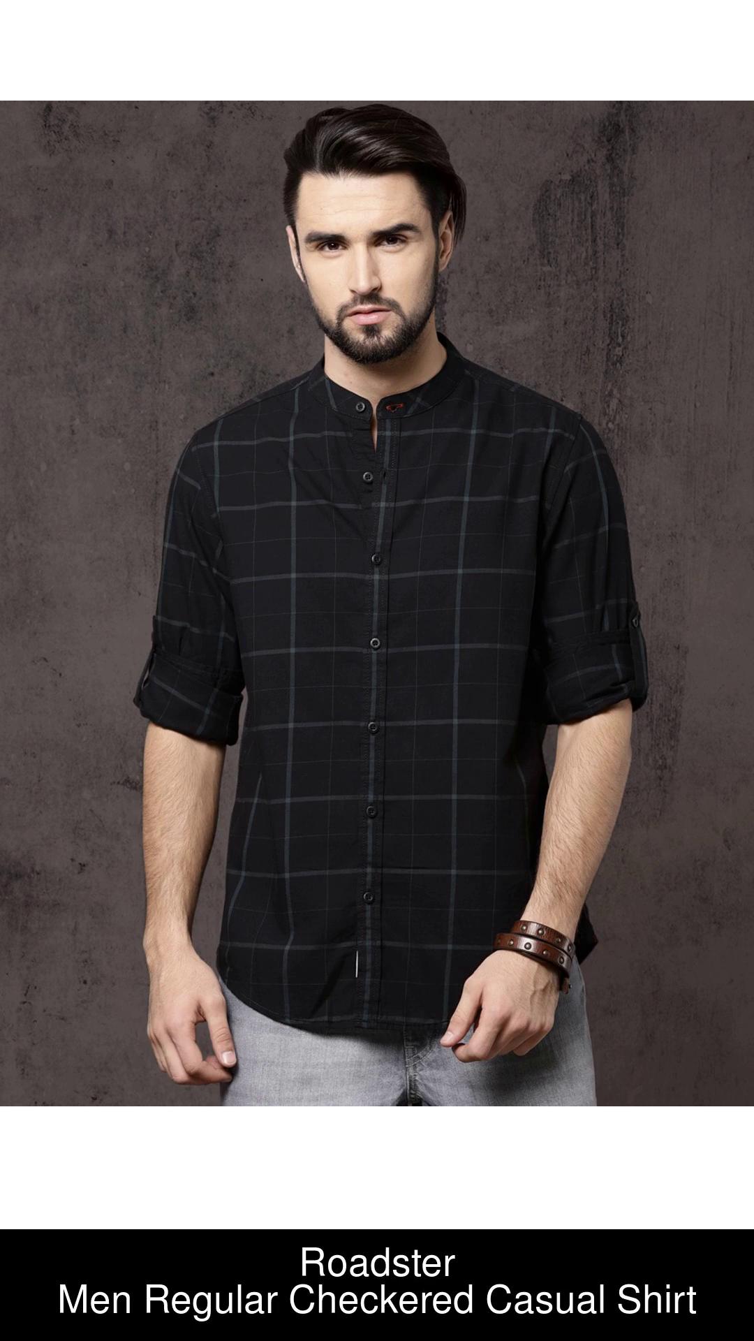 Roadster Men Checkered Casual Green, Black Shirt - Buy Roadster