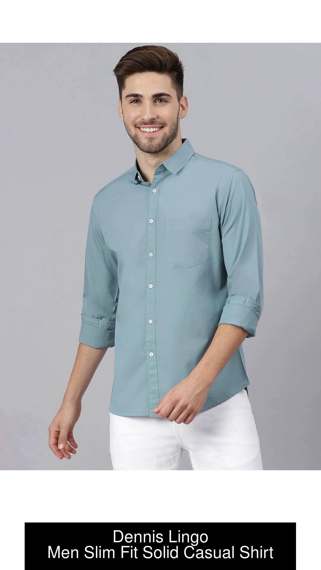 Buy Dennis Lingo Men Solid Casual Blue Shirt Online at Best Prices in India