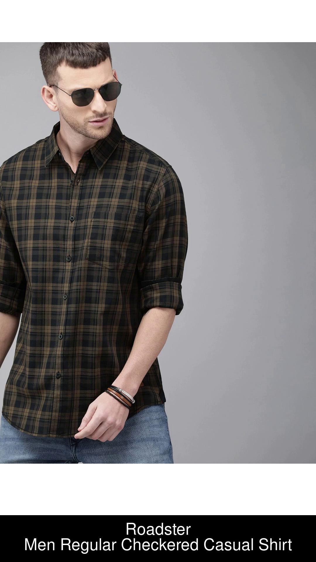 Roadster Men Checkered Casual Black Shirt - Buy Roadster Men Checkered  Casual Black Shirt Online at Best Prices in India