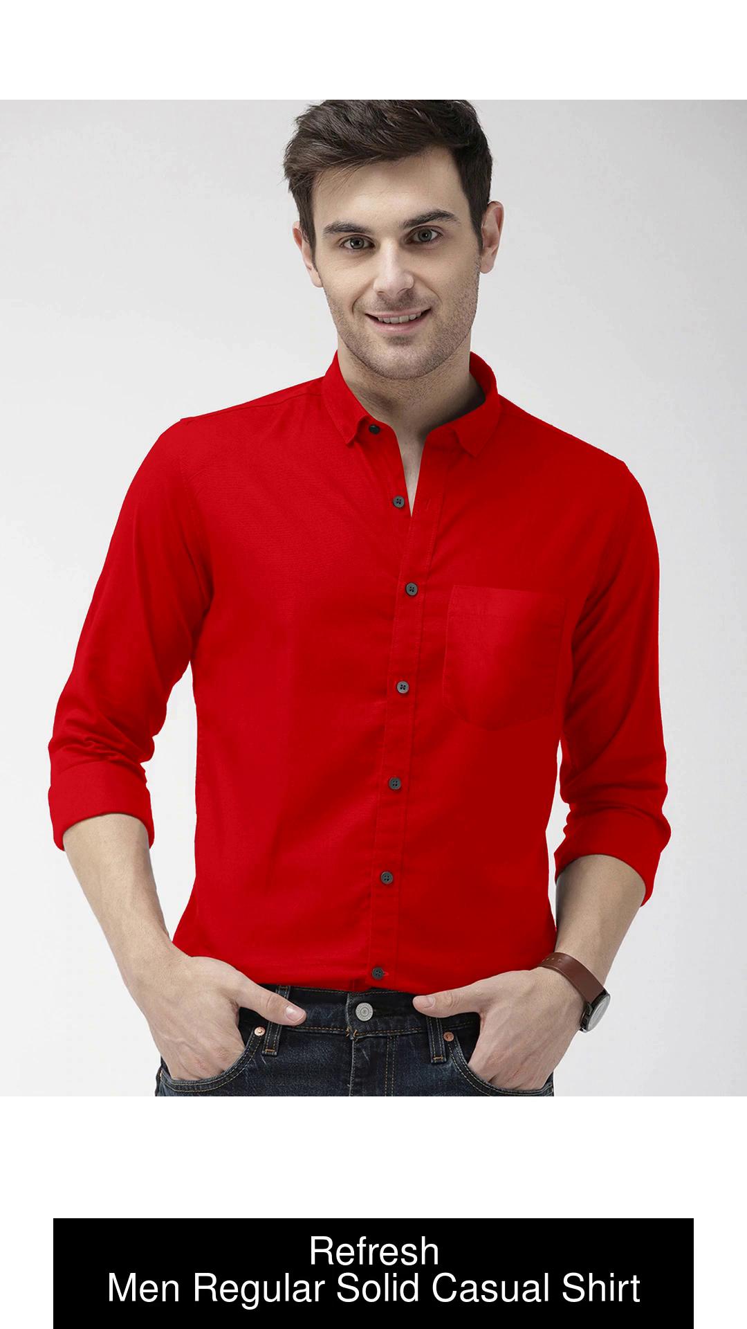 Refresh Men Solid Formal Red Shirt Buy Refresh Men Solid Formal