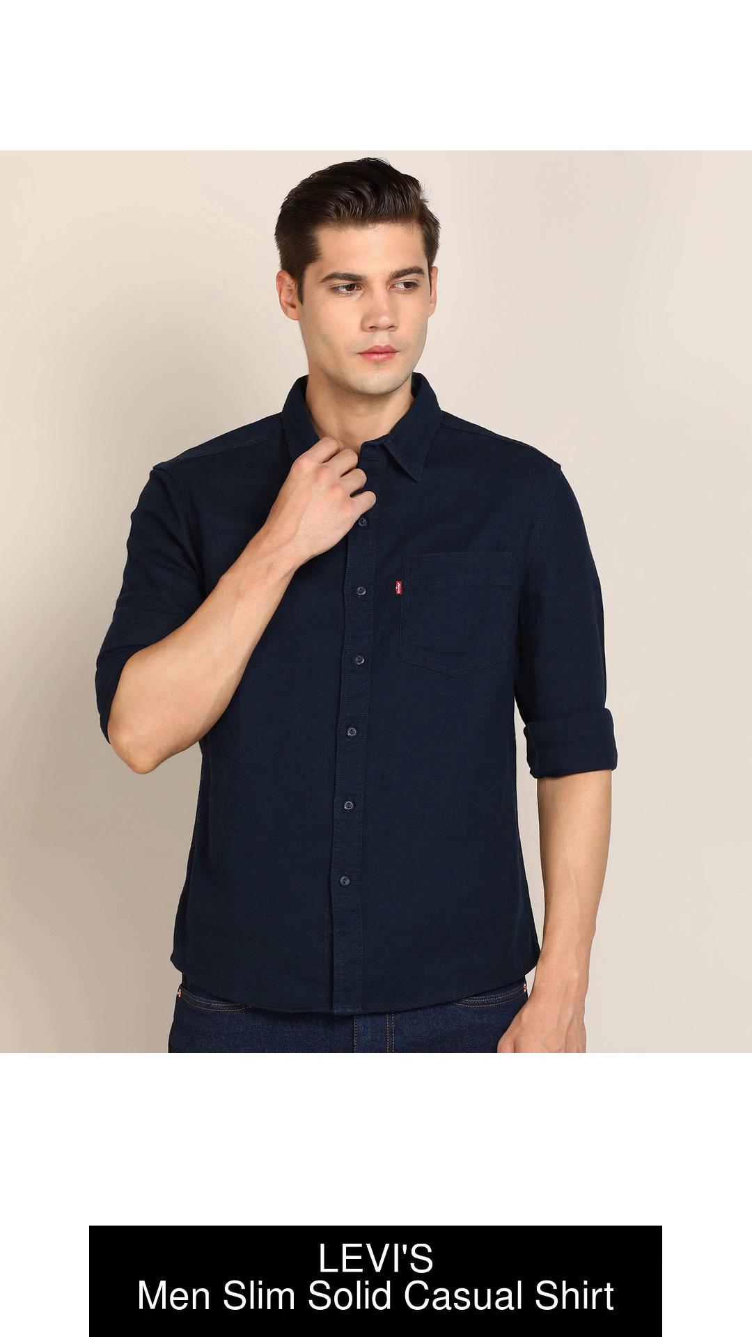 LEVI S Men Solid Casual Blue Shirt Buy LEVI S Men Solid Casual