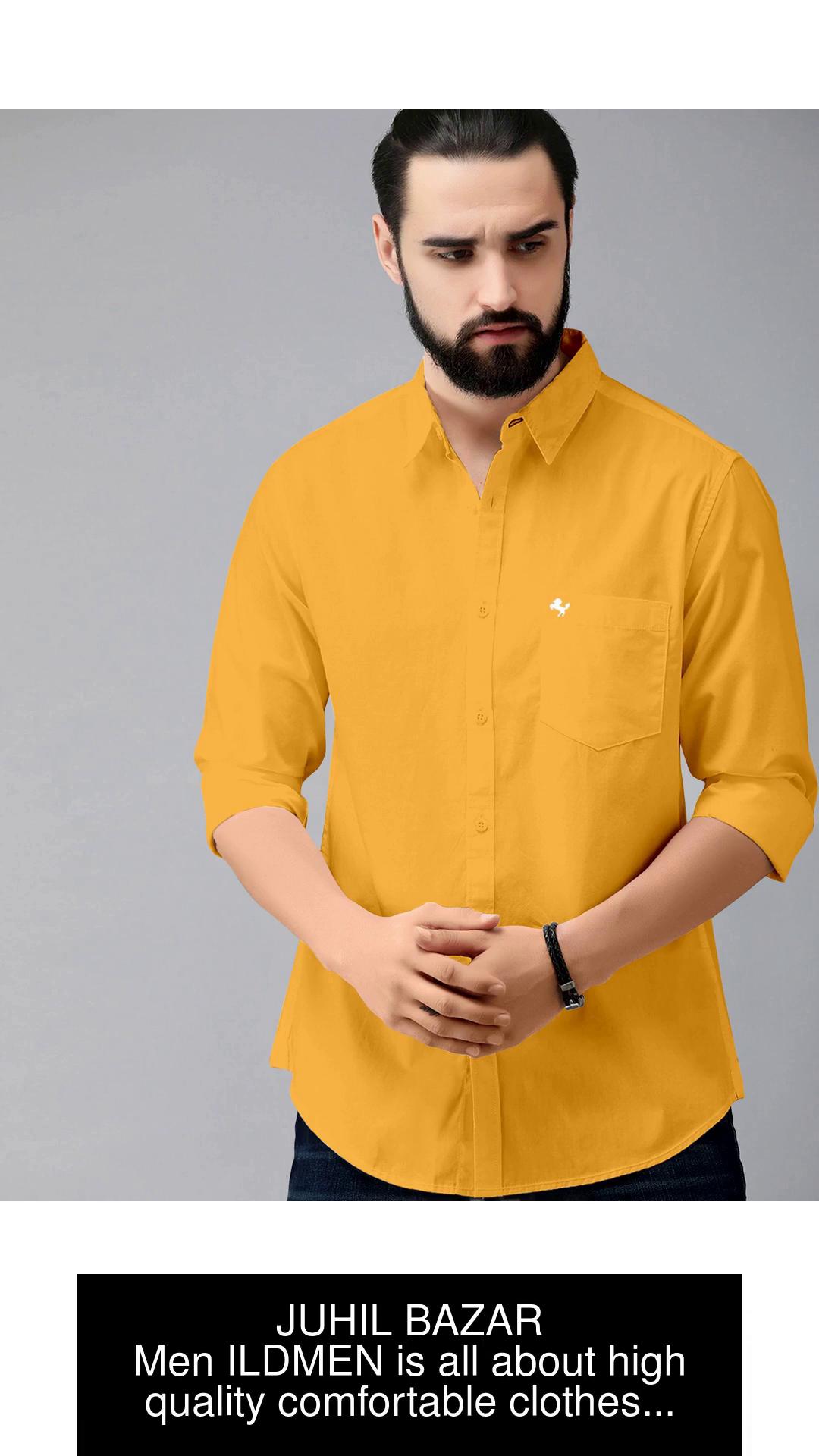 JUHIL BAZAR Men Solid Casual Yellow Shirt - Buy JUHIL BAZAR Men
