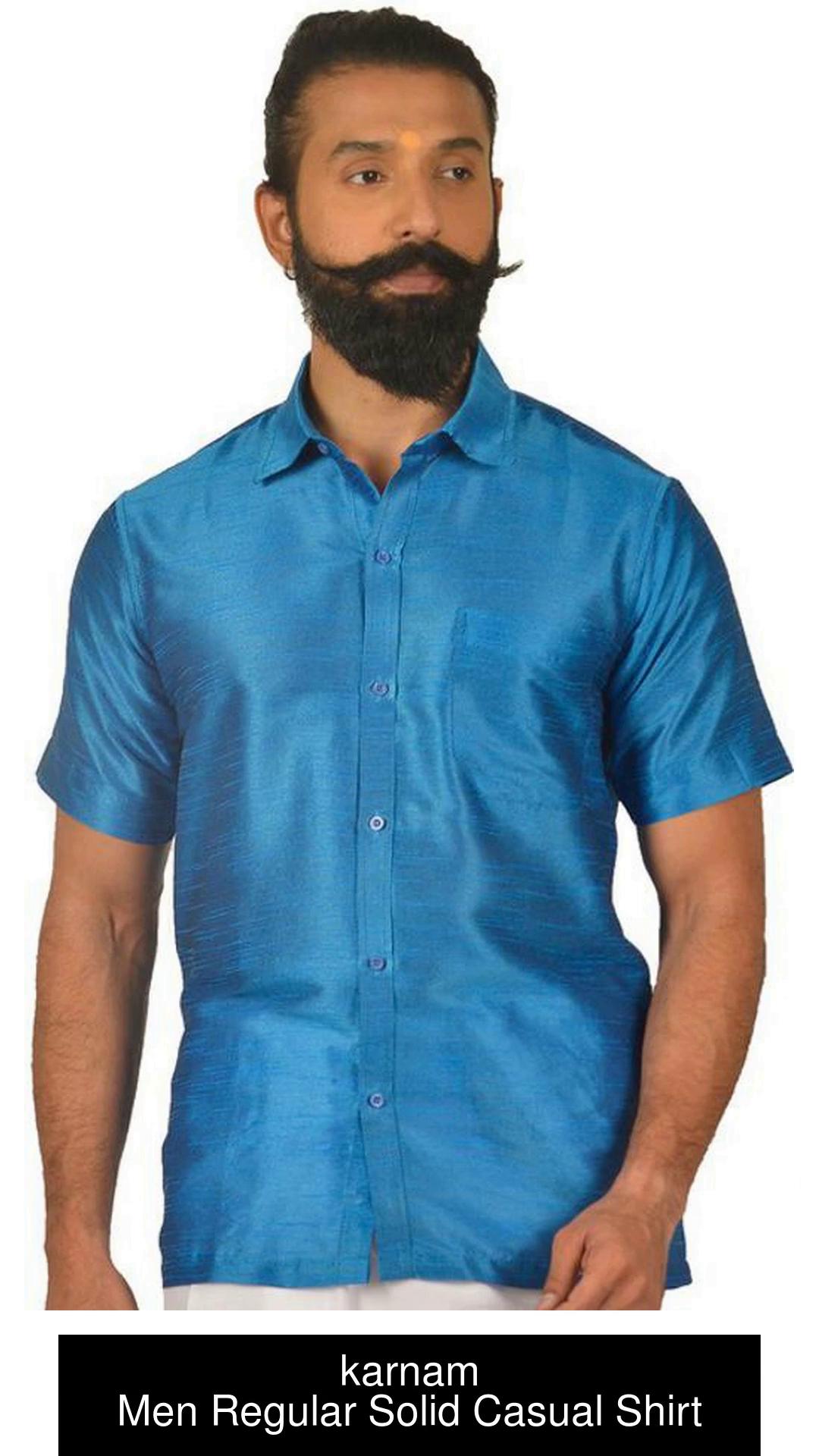 Buy KARNAM Solid Color Men's Silk Shirt