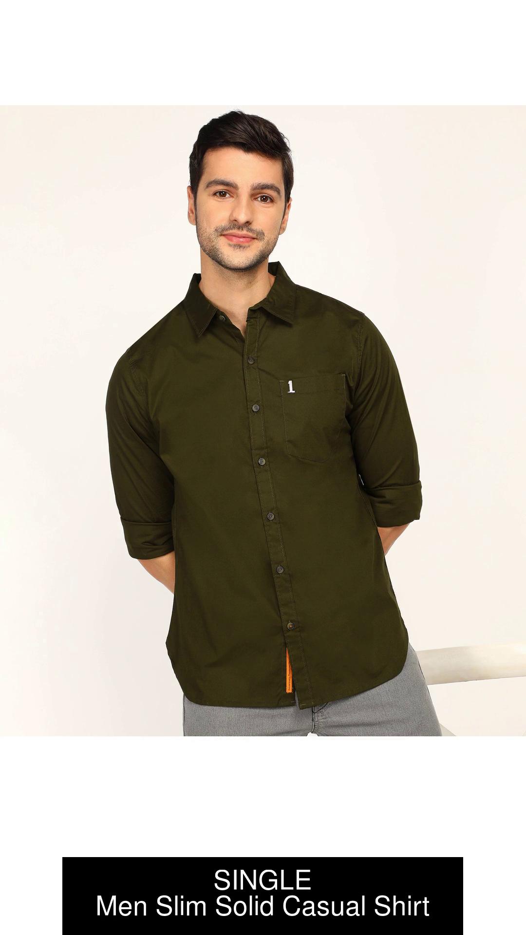 SINGLE by Ranbir Kapoor Men Solid Casual Green Shirt - Buy SINGLE by Ranbir  Kapoor Men Solid Casual Green Shirt Online at Best Prices in India