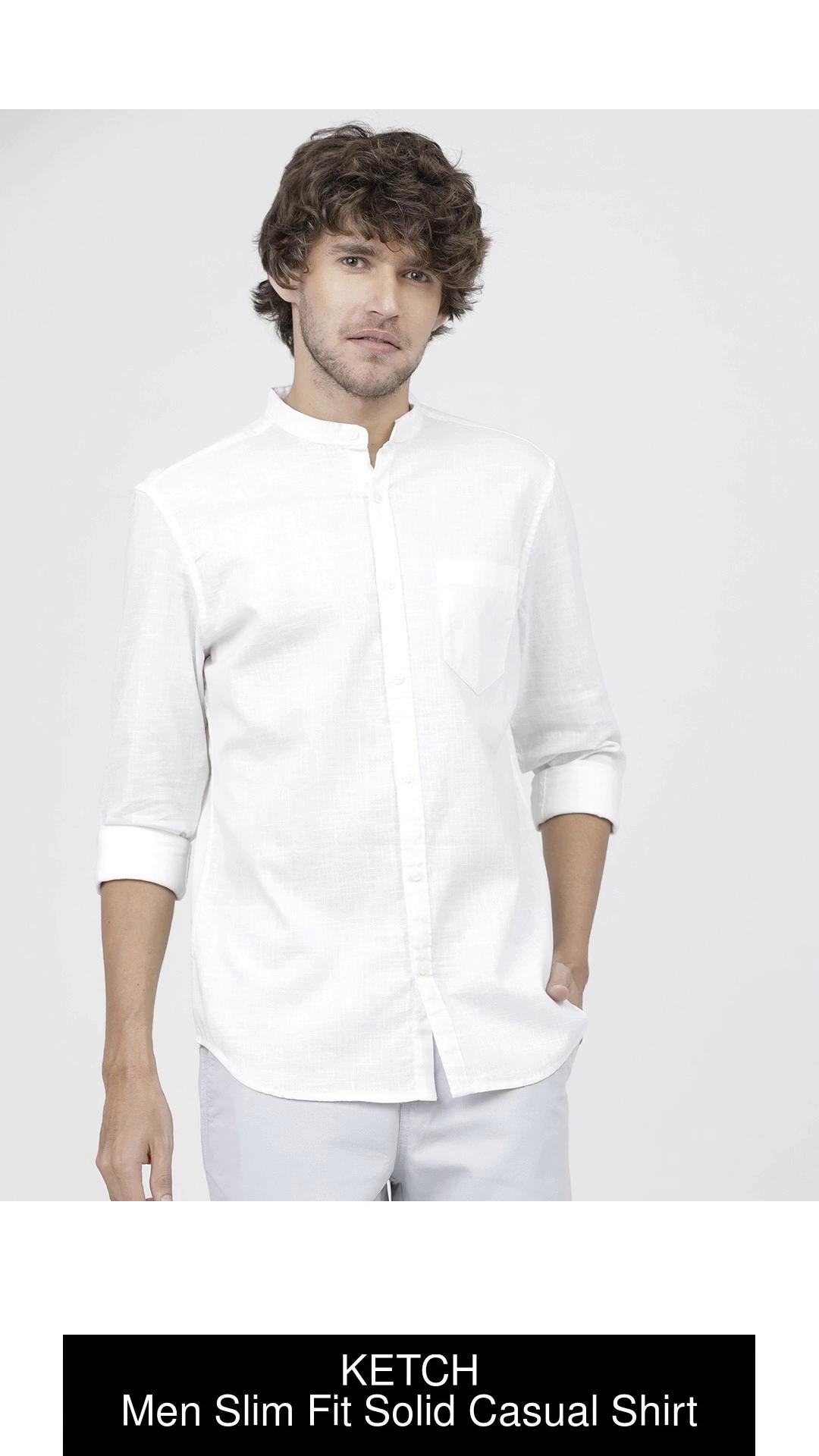 KETCH Men Solid Casual White Shirt